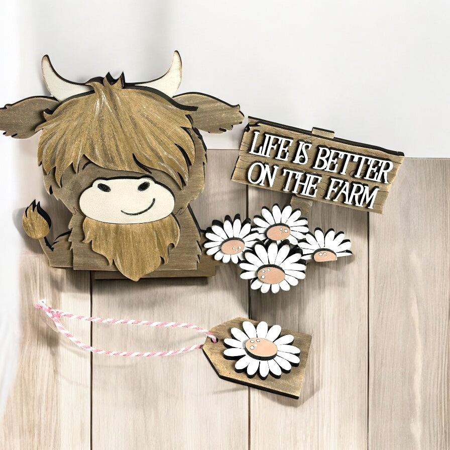 Highland Cow Daisy Insert