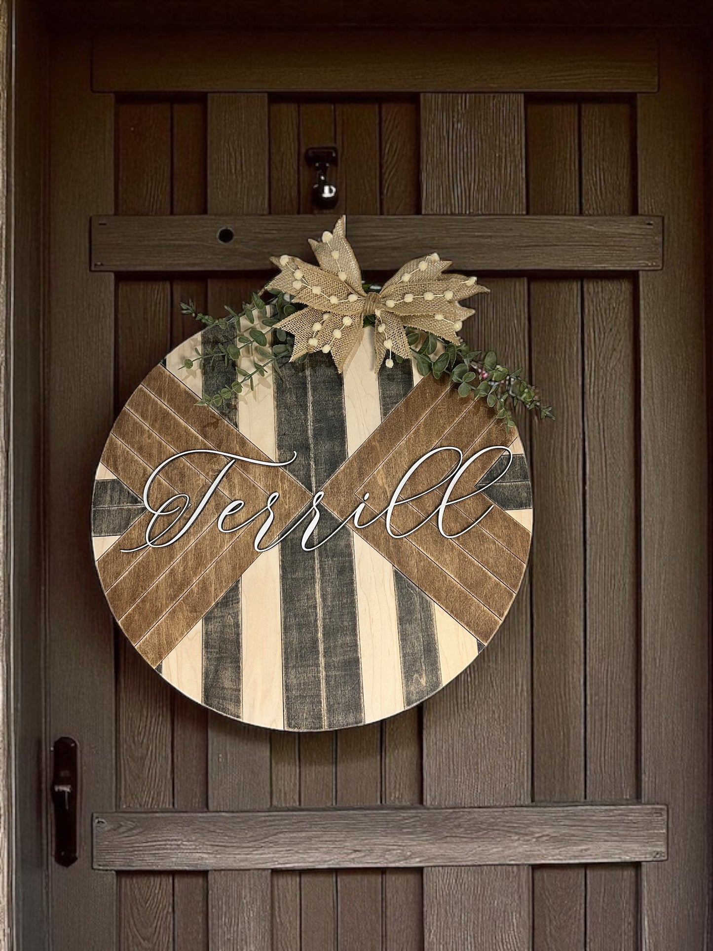 Custom Wood Mosaic Name Sign