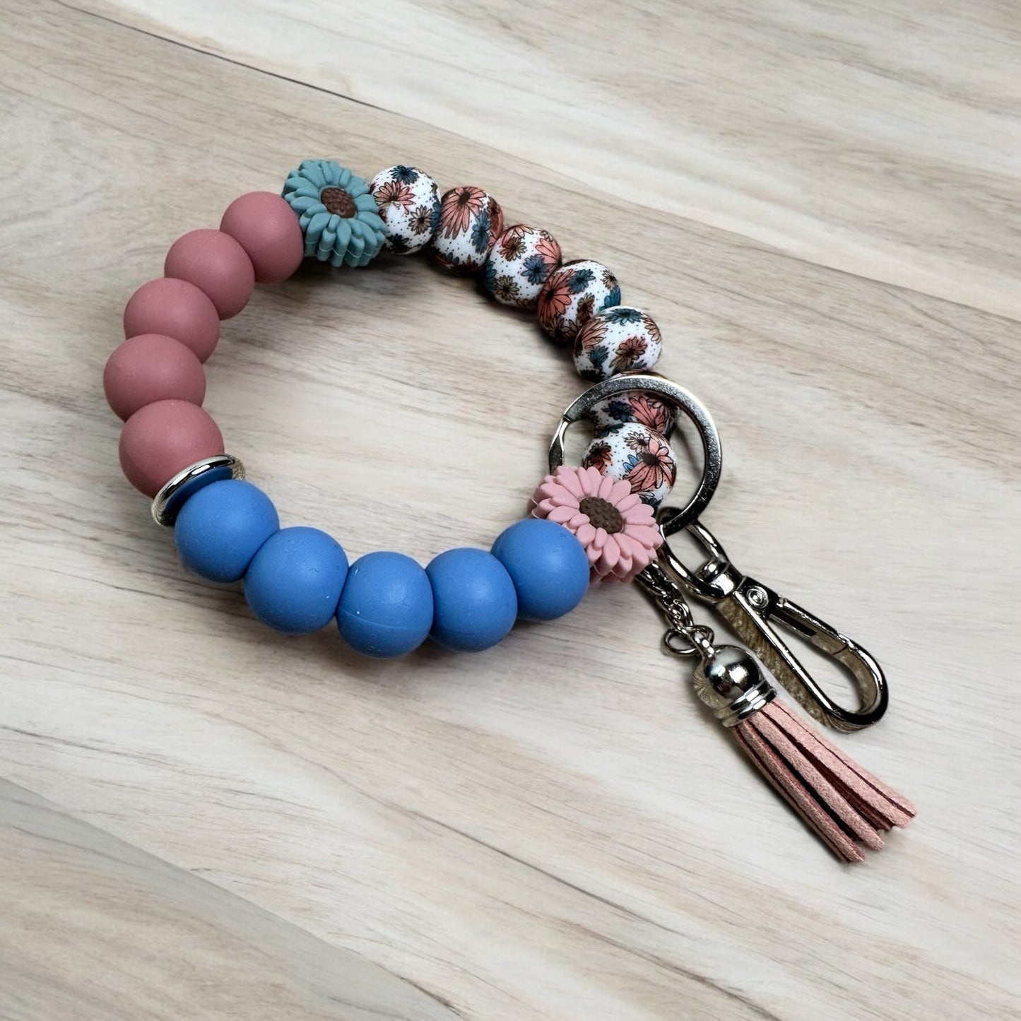 Boho Dusky Blue Floral Wristlet