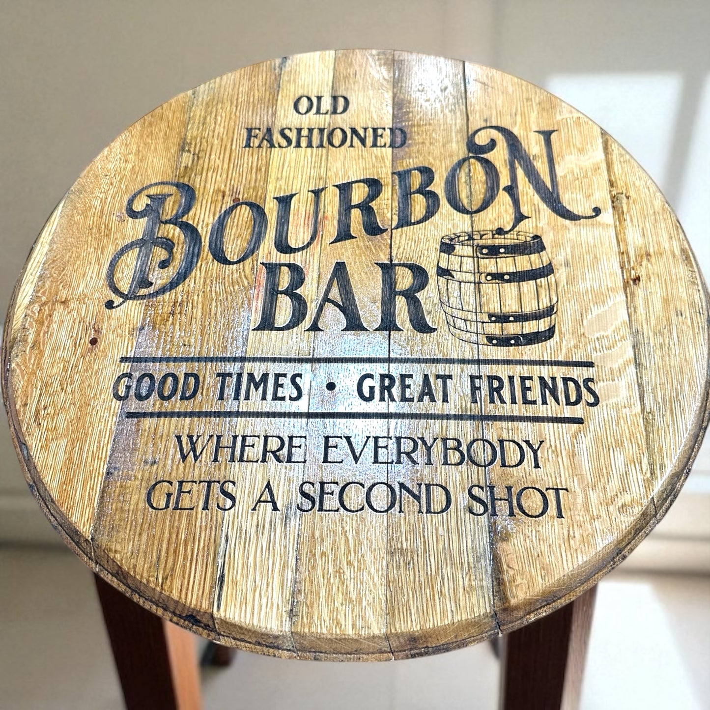 Bourbon Bar Whiskey Barrel Lid Sign