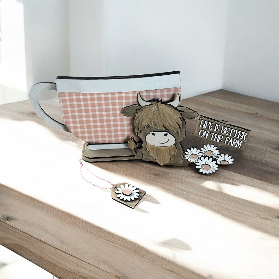 Highland Cow Daisy Insert