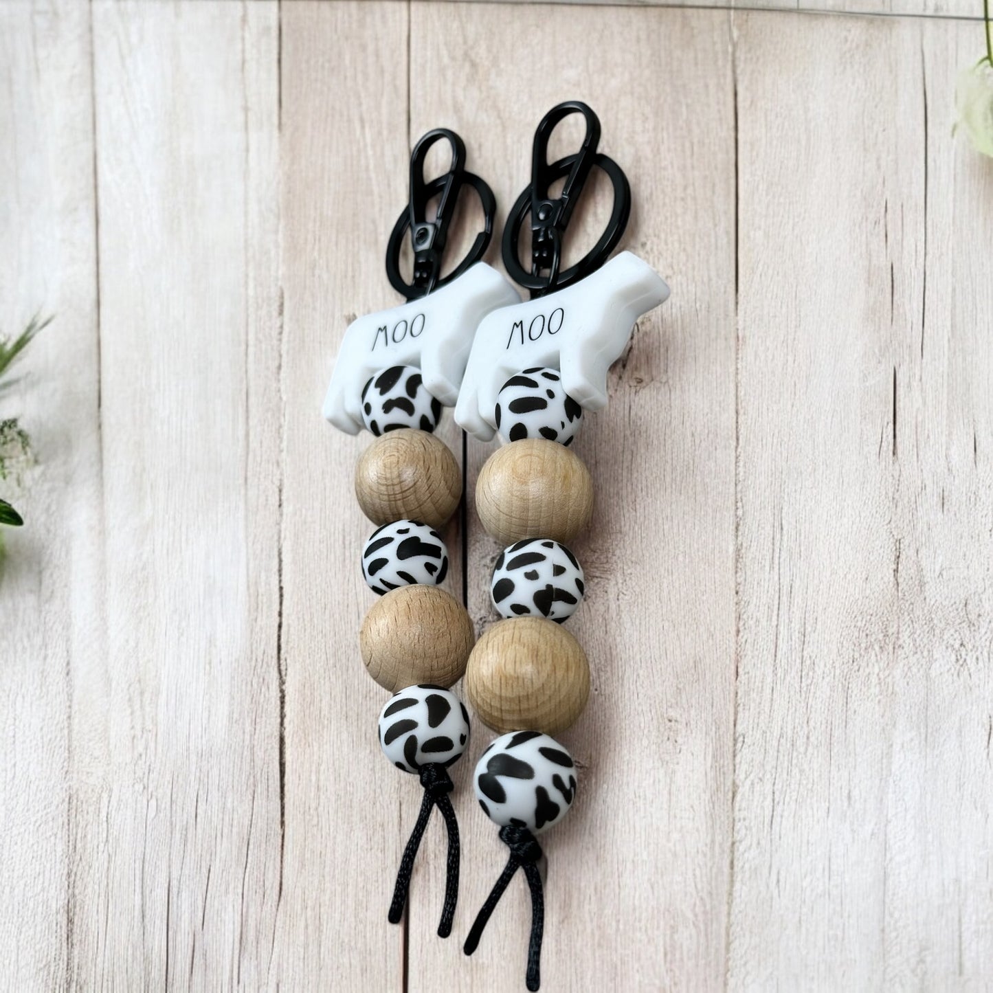 Moo Beaded Keychain