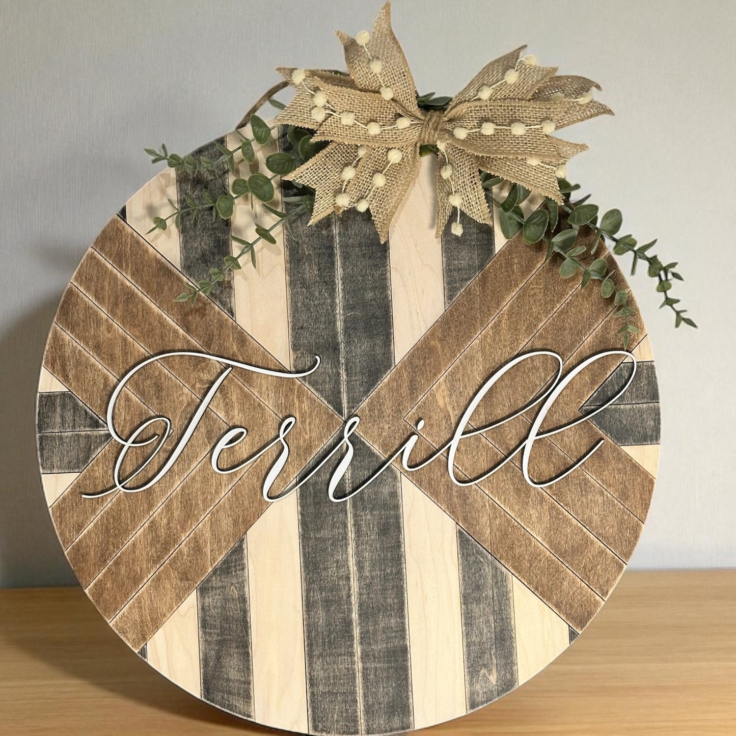 Custom Wood Mosaic Name Sign
