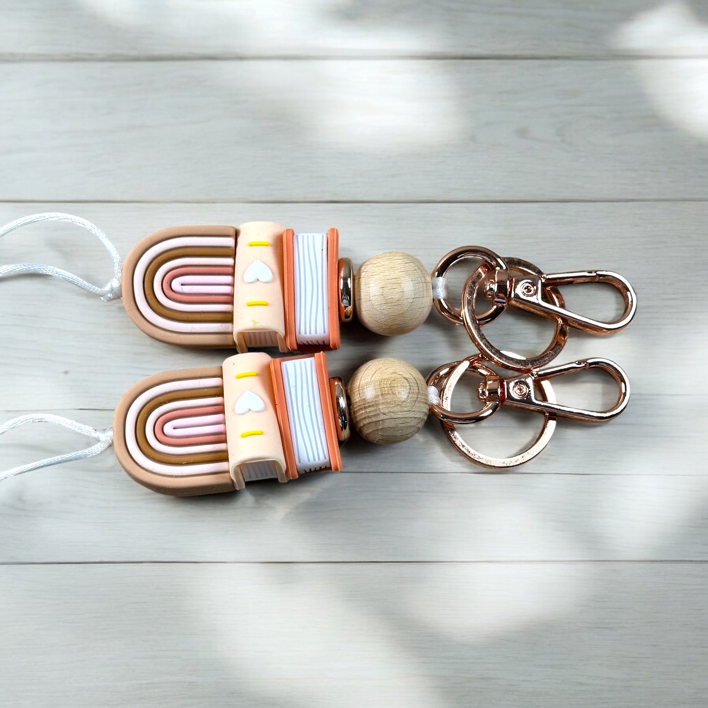 Boho Rainbow And Peach Book Stack Lanyard