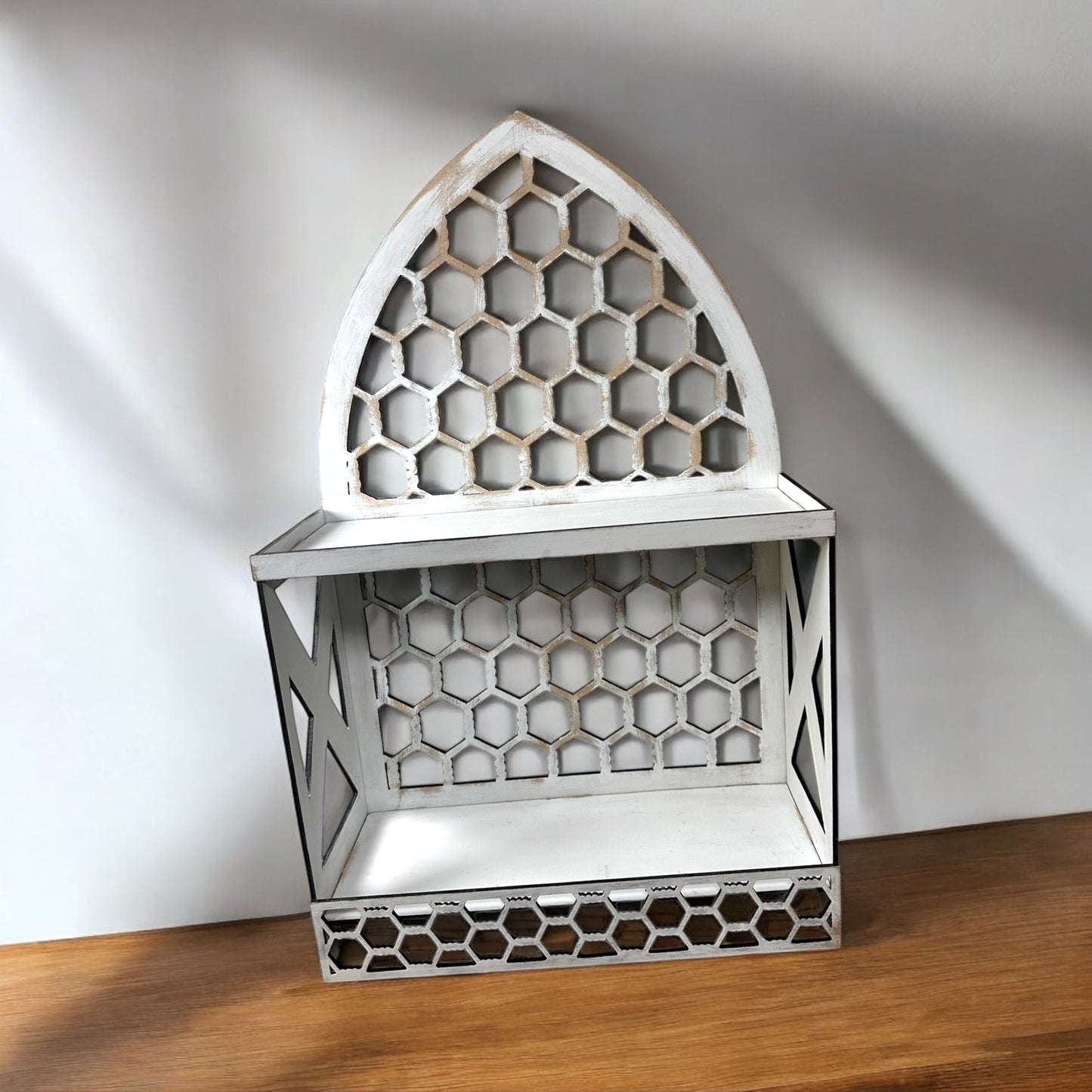 Rustic Chicken Wire Two Tier Display Shelf