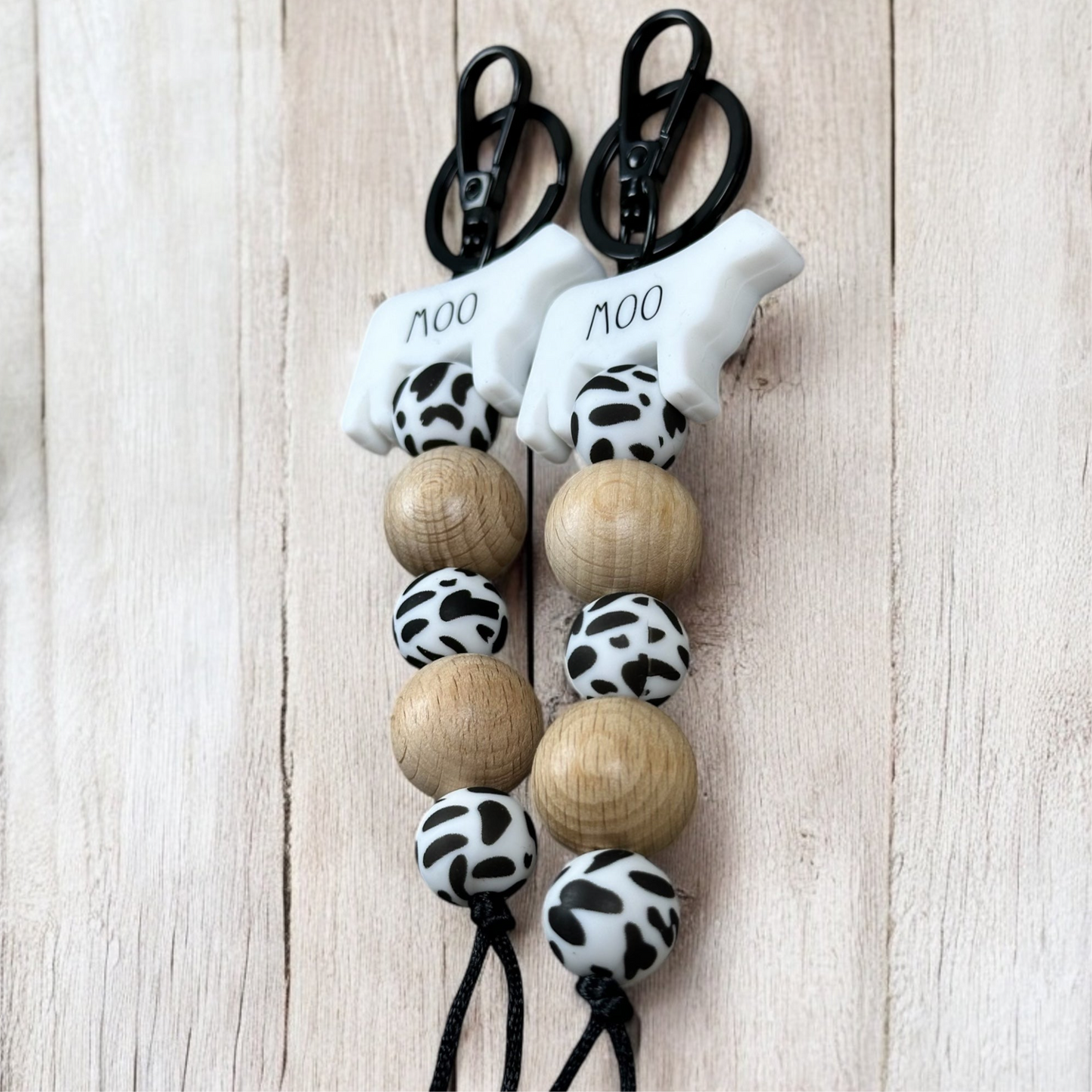 Moo Beaded Keychain