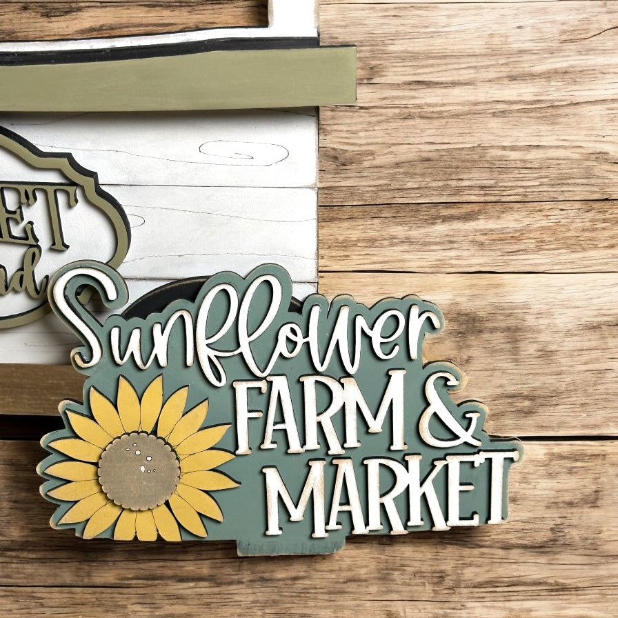 Sunflower Farm And Market Insert For Interchangeable Flower Basket Base.