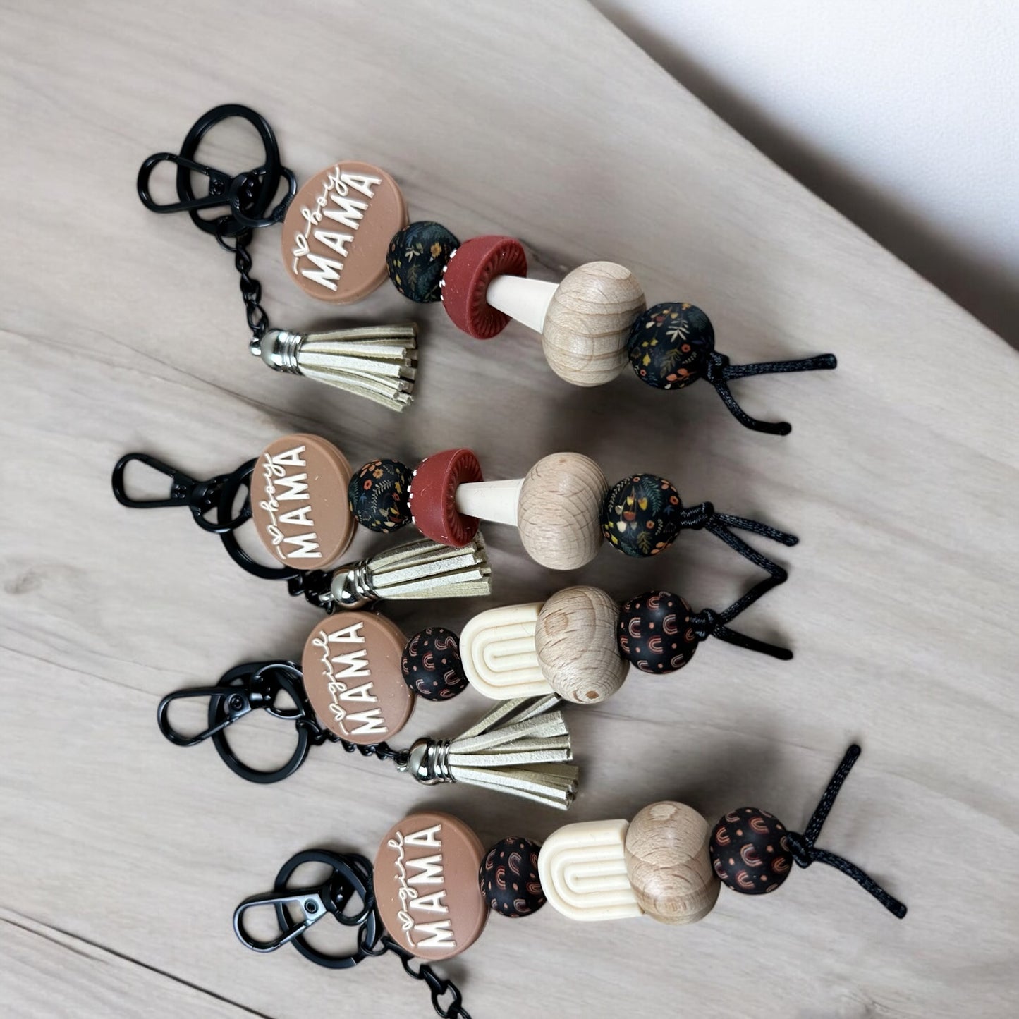 Boho Girl or Boy Mama Beaded Keychains