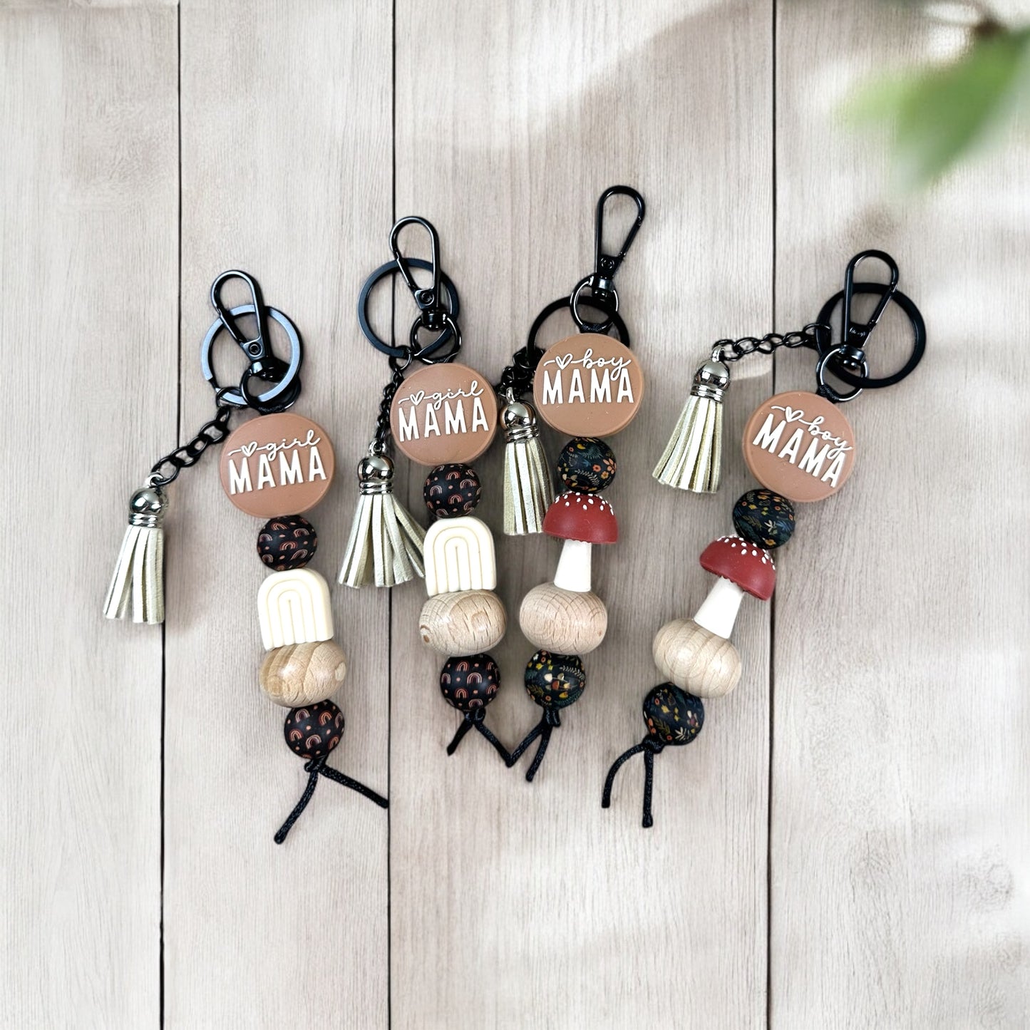 Boho Girl or Boy Mama Beaded Keychains