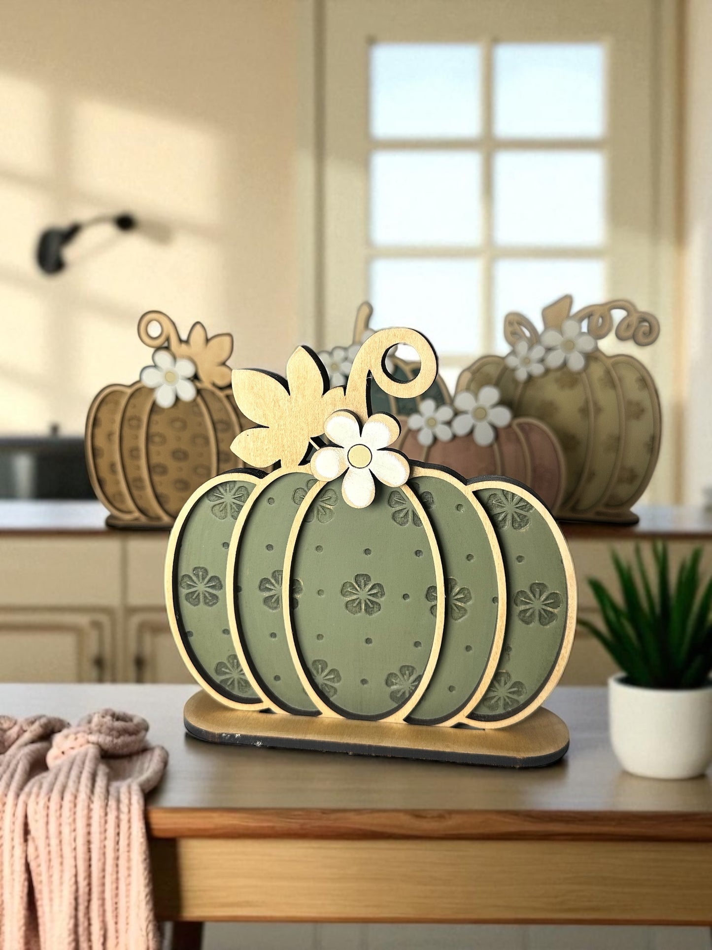 Stacked Floral Pumpkins