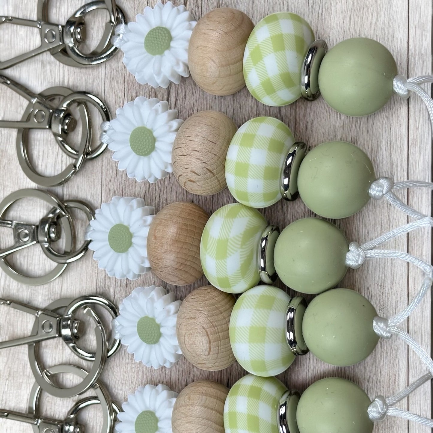 Sage And Daisy Gingham Keychain