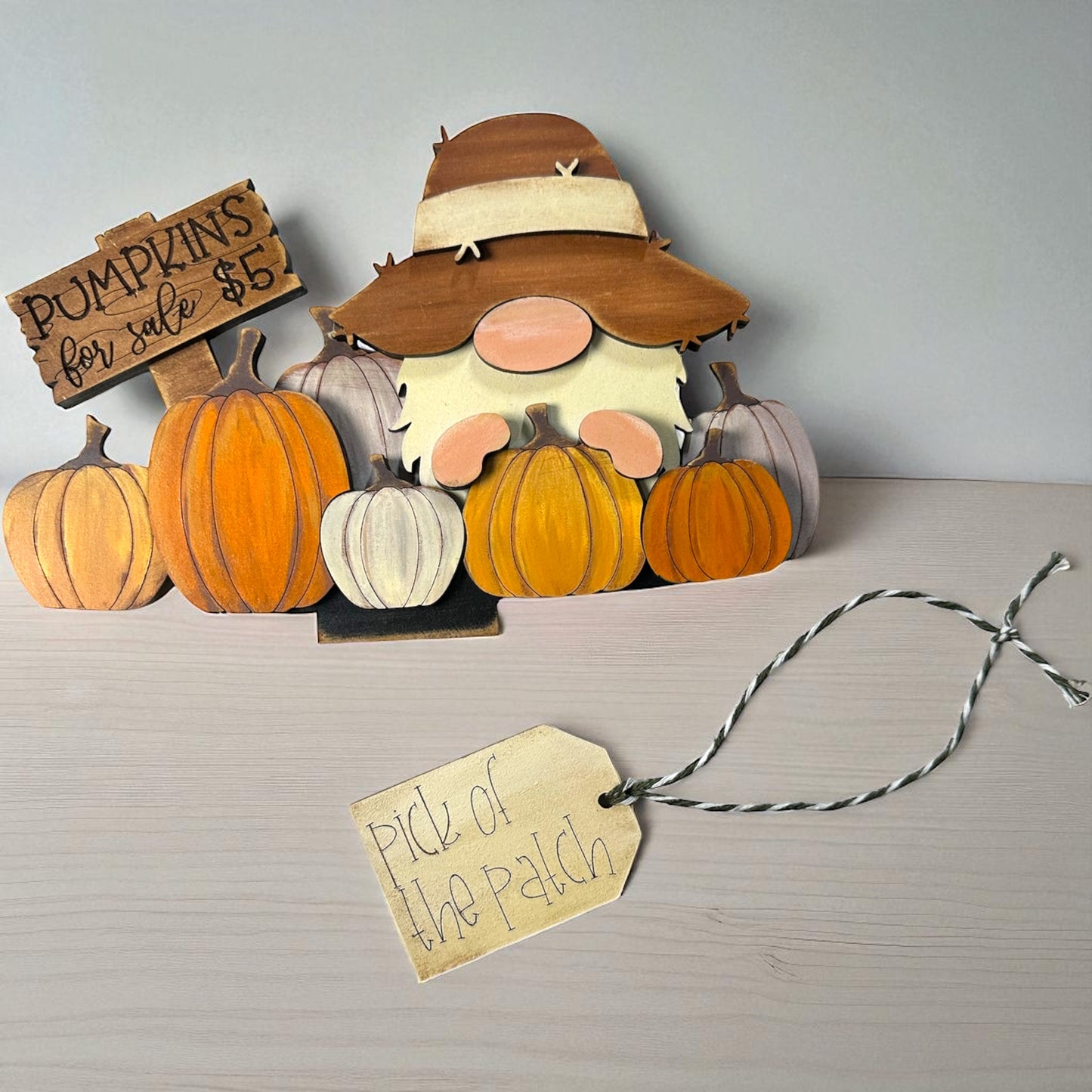 Gnome Pumpkin Patch Insert For Flower Basket