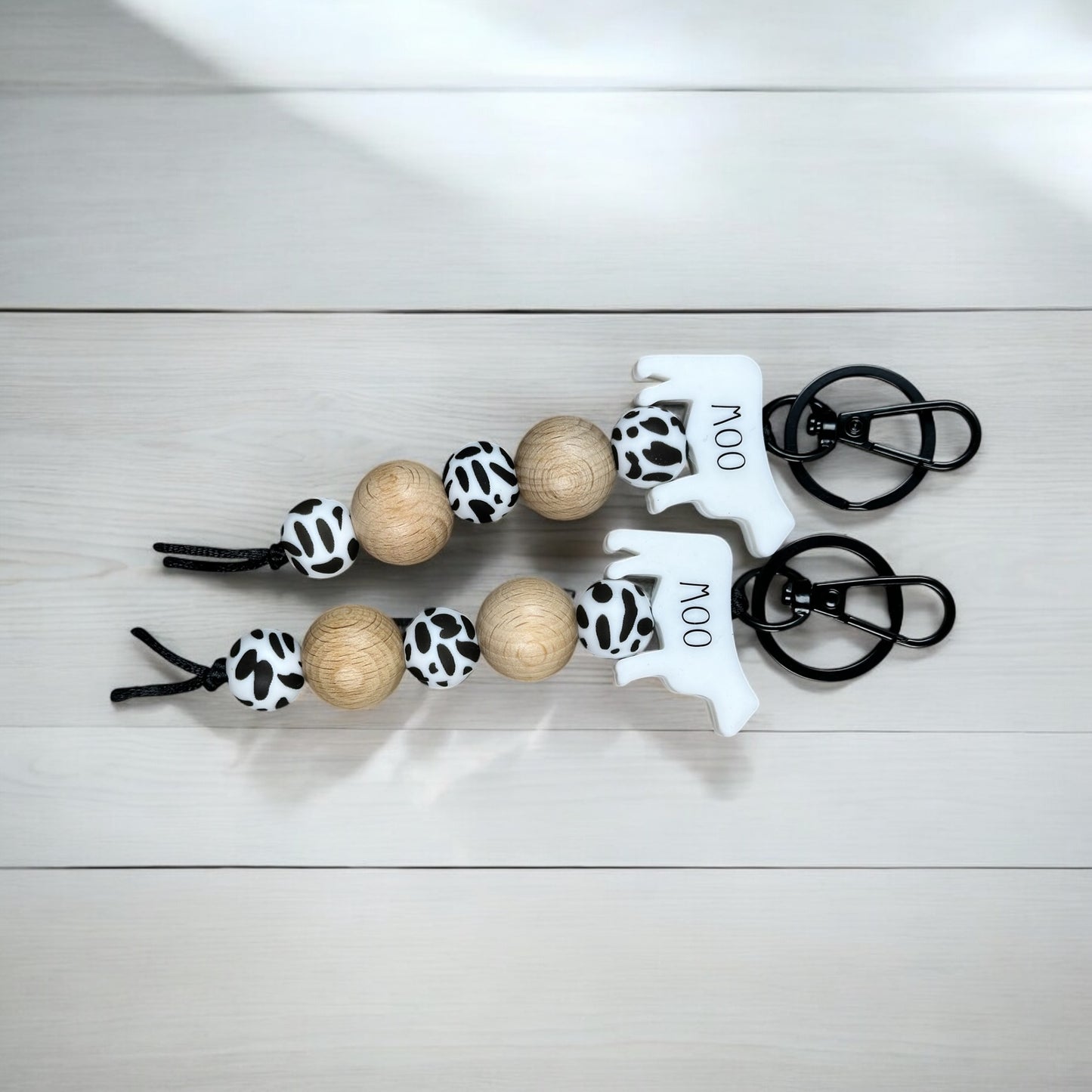 Moo Beaded Keychain