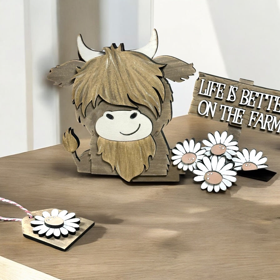 Highland Cow Daisy Insert