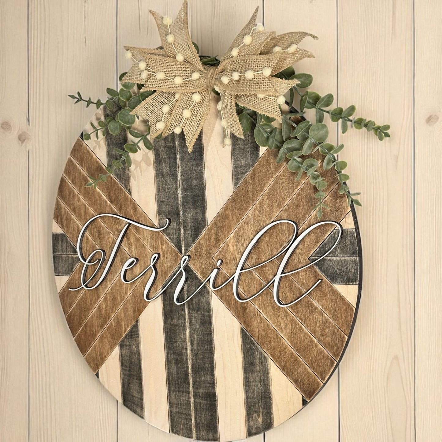 Custom Wood Mosaic Name Sign