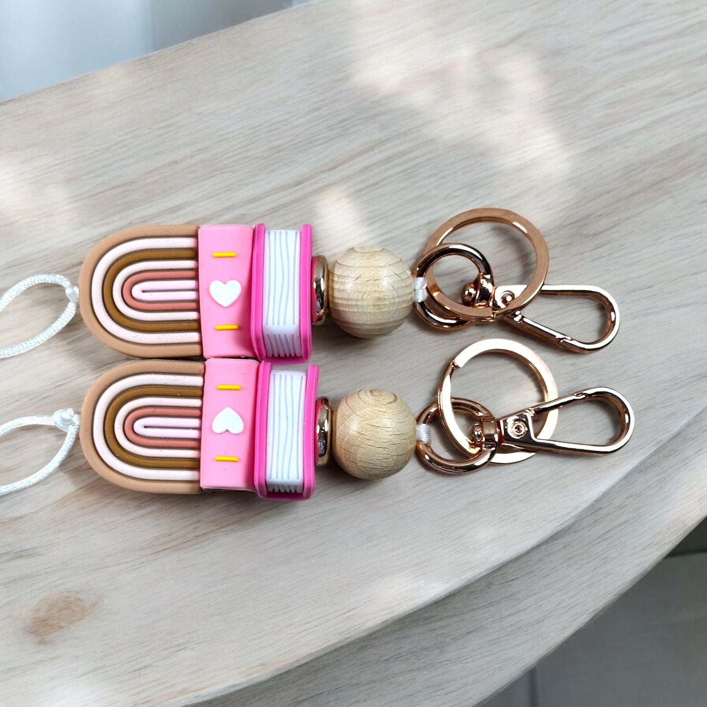 Boho Rainbow And Pink Book Stack Lanyard