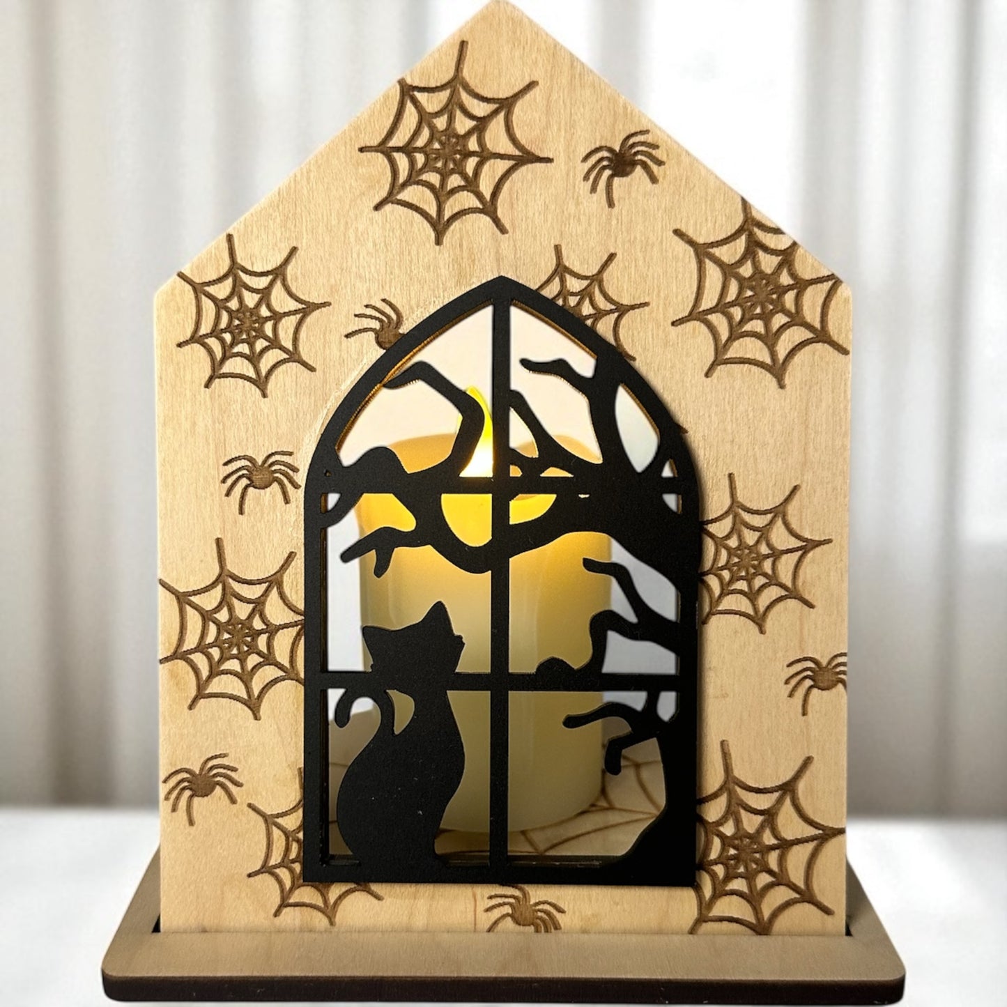 Ghostly Glow Spooky House Candle Holders