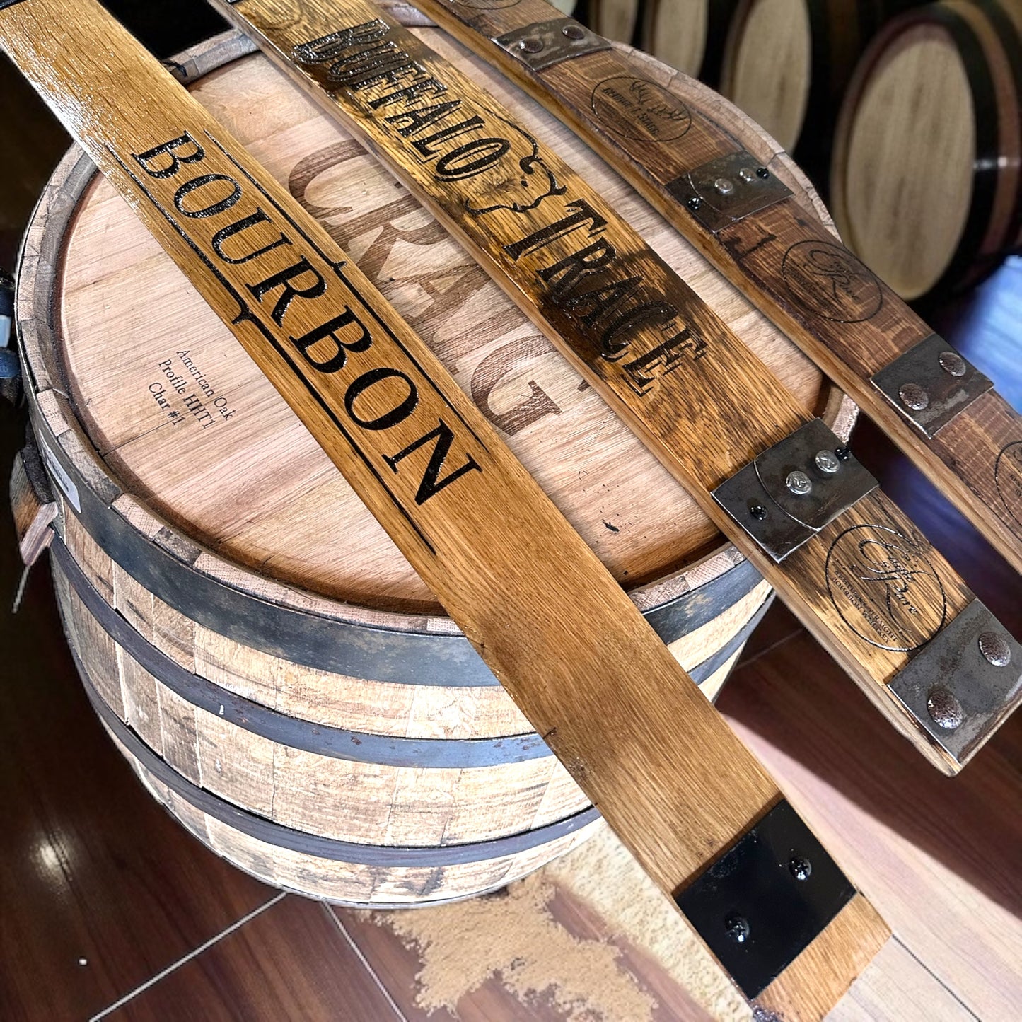 Engraved Whiskey Barrel Staves