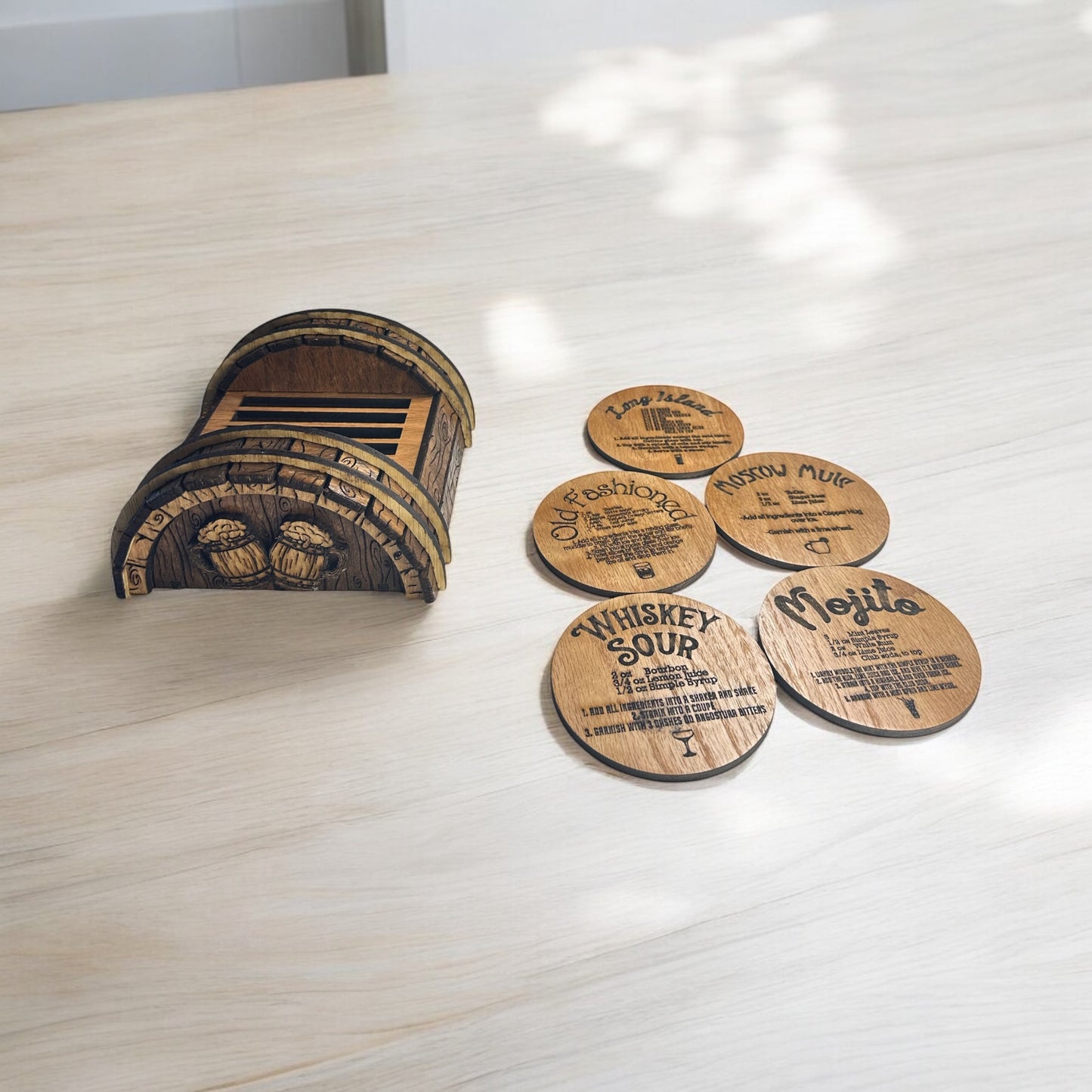 Whiskey Barrel Coaster Set