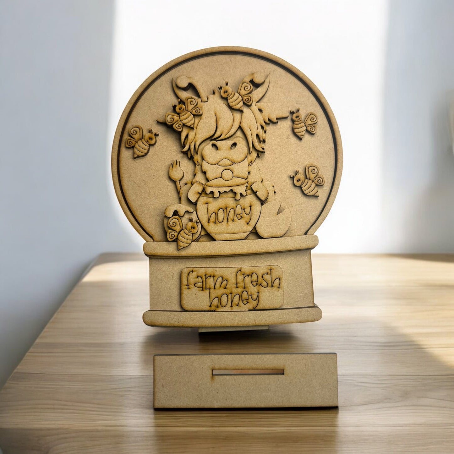 Bee Highland Cow Snow Globe Insert