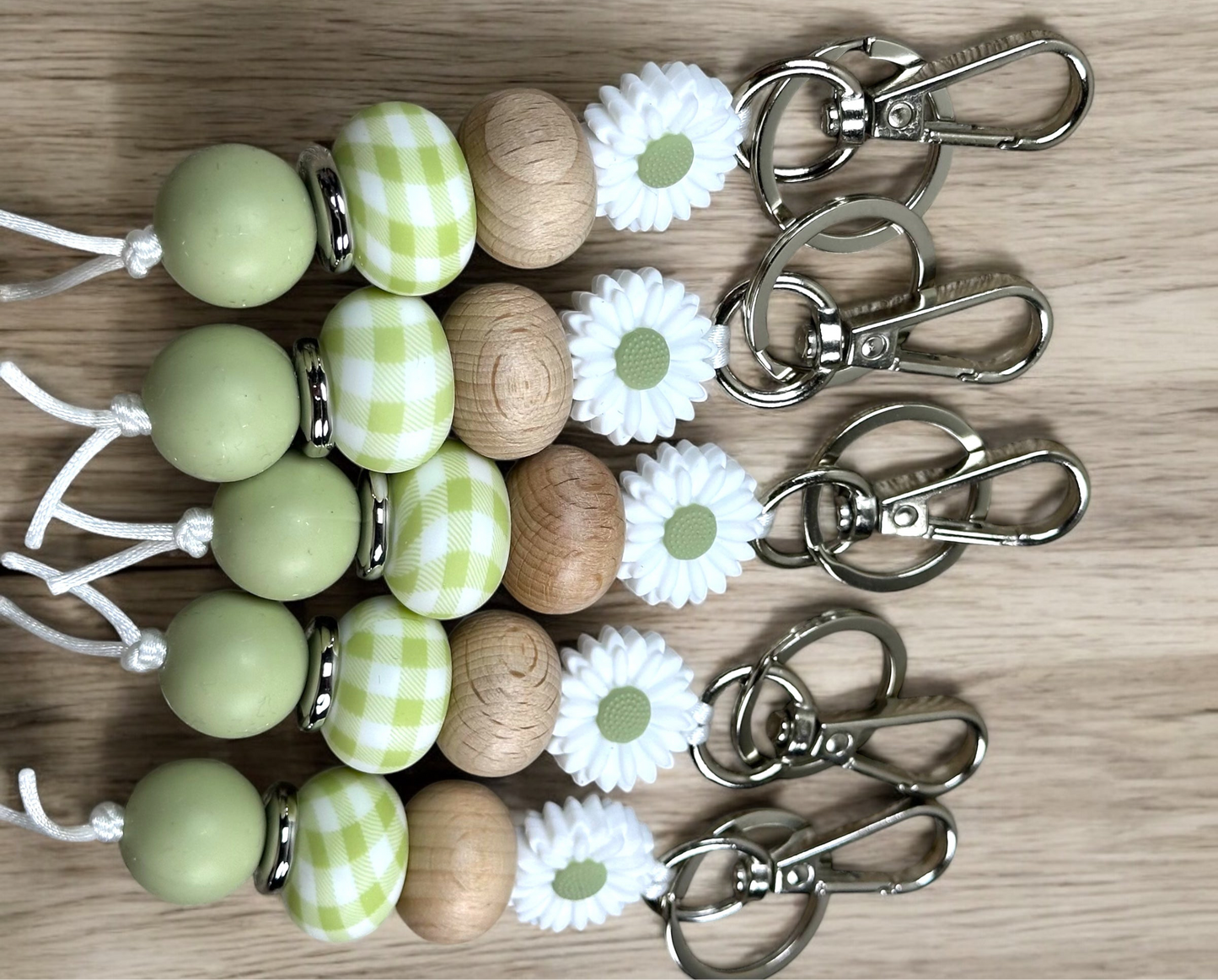 Sage And Daisy Gingham Keychain