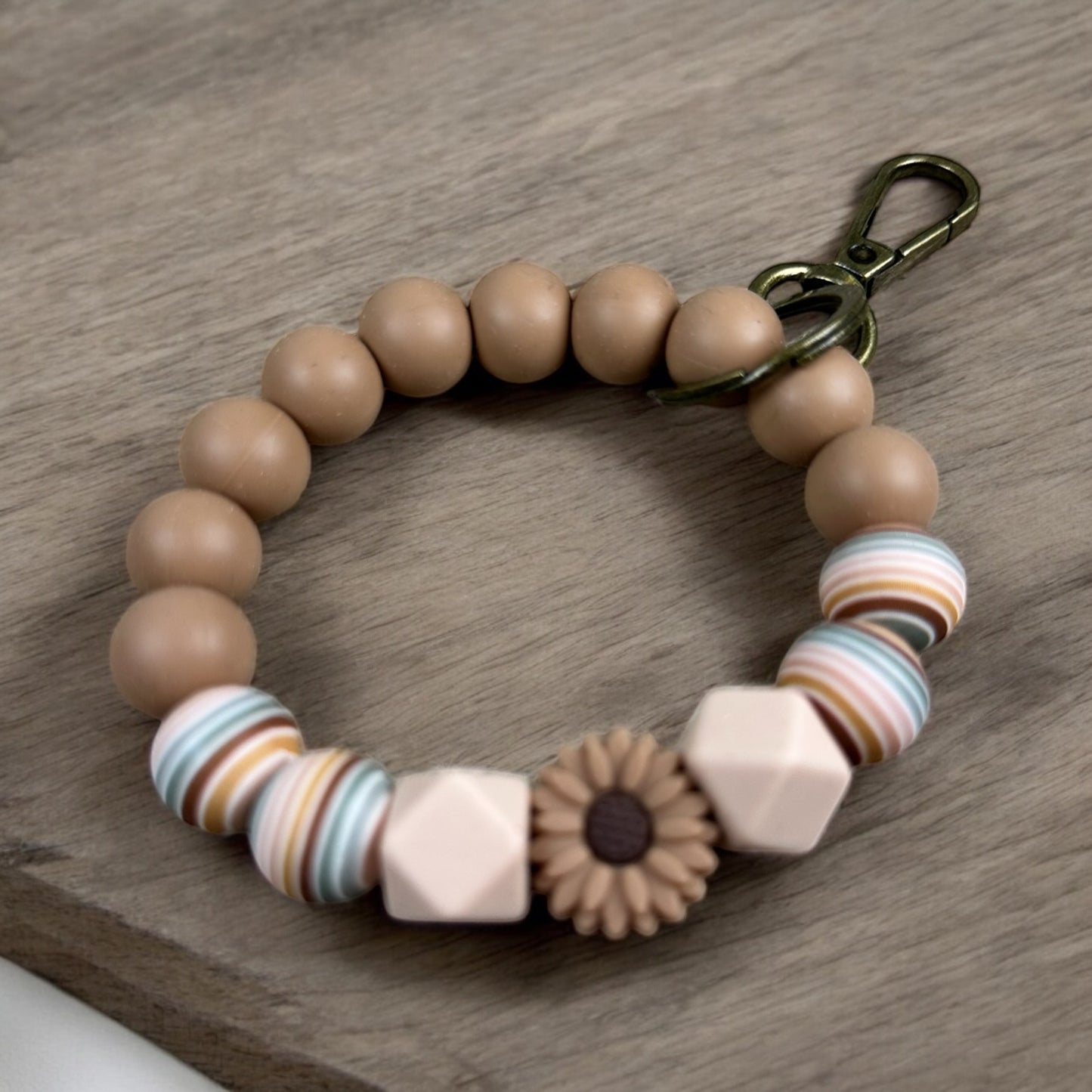Boho Stripes beaded wristlet