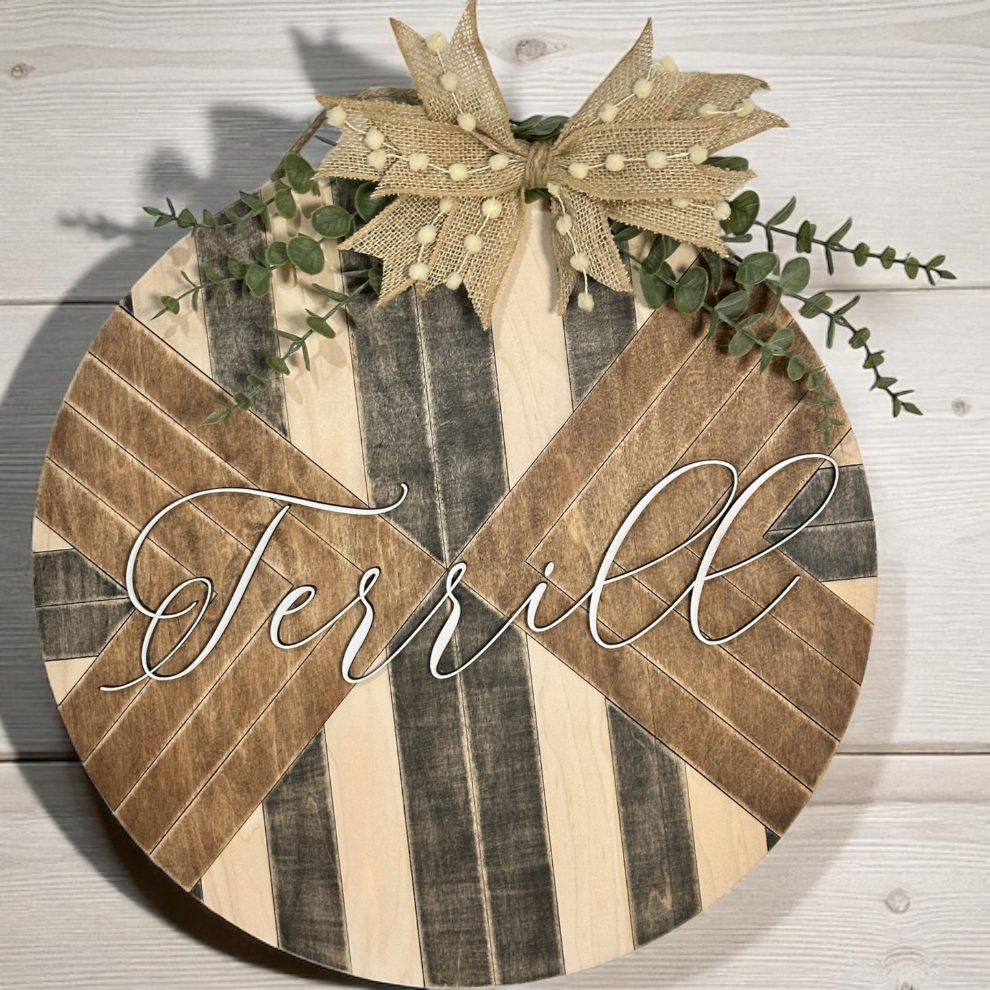 Custom Wood Mosaic Name Sign