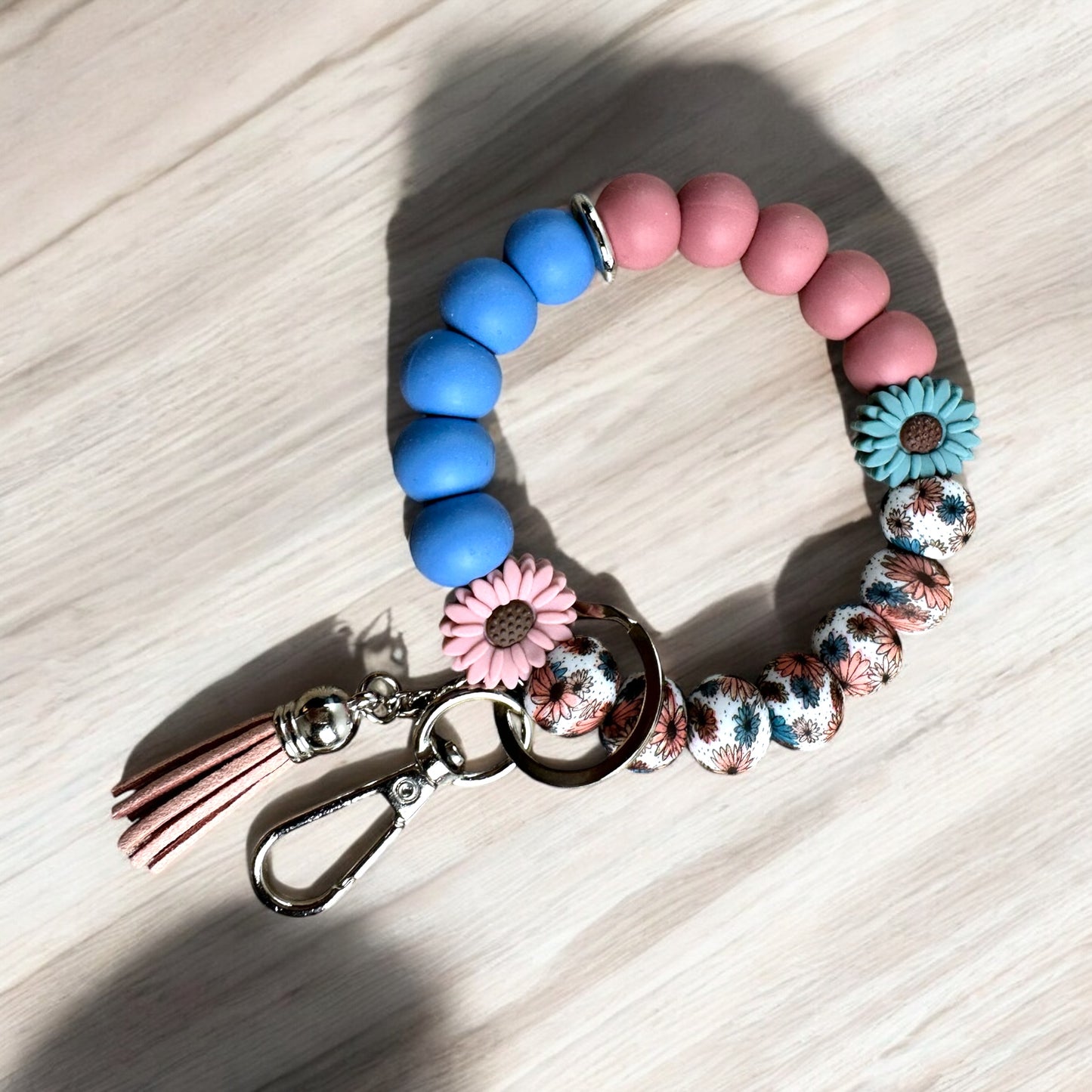 Boho Dusky Blue Floral Wristlet