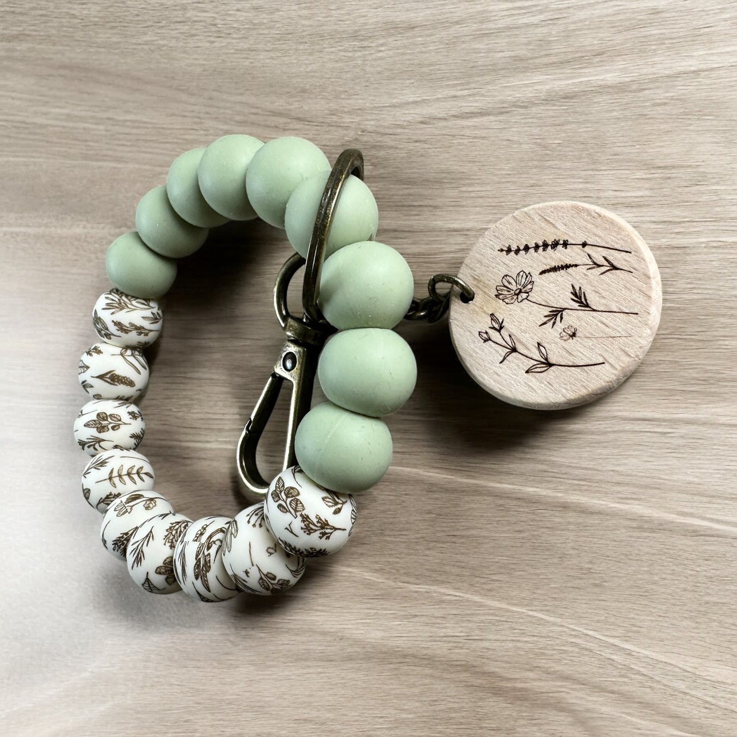 Sage Wildflower Wristlet