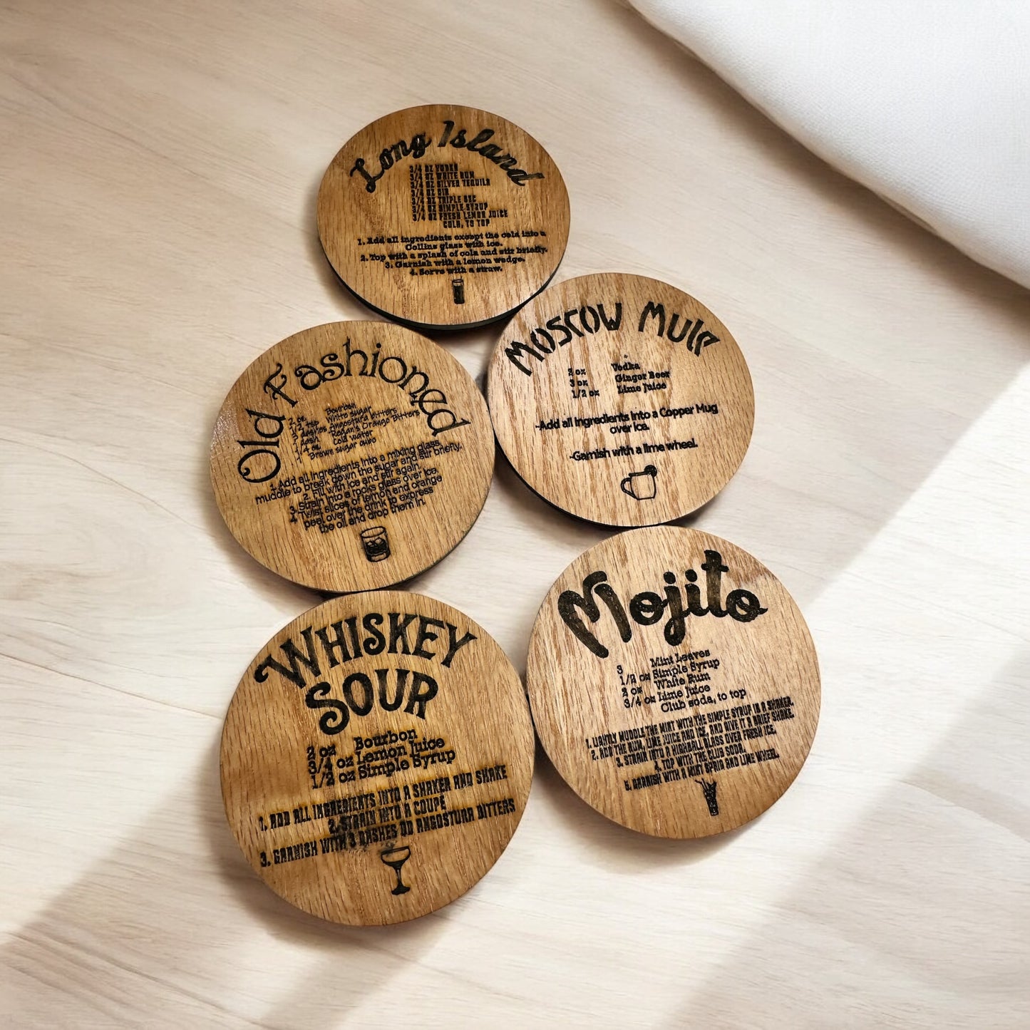 Whiskey Barrel Coaster Set