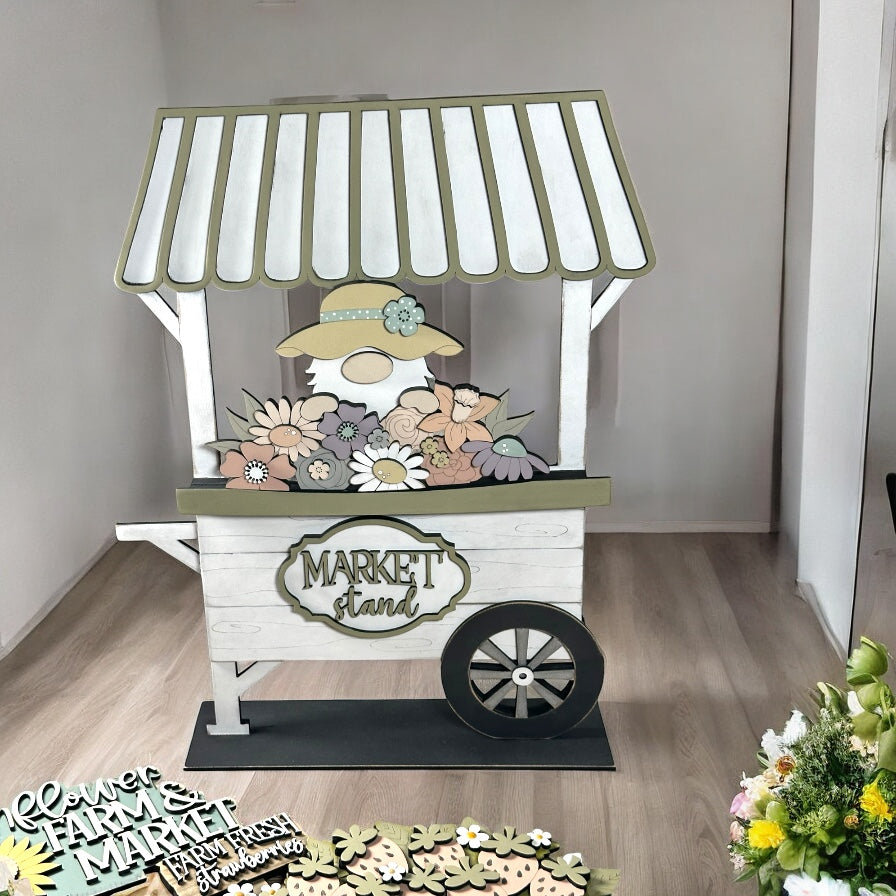 Spring Gnome Insert For Interchangeable Flower Basket Base