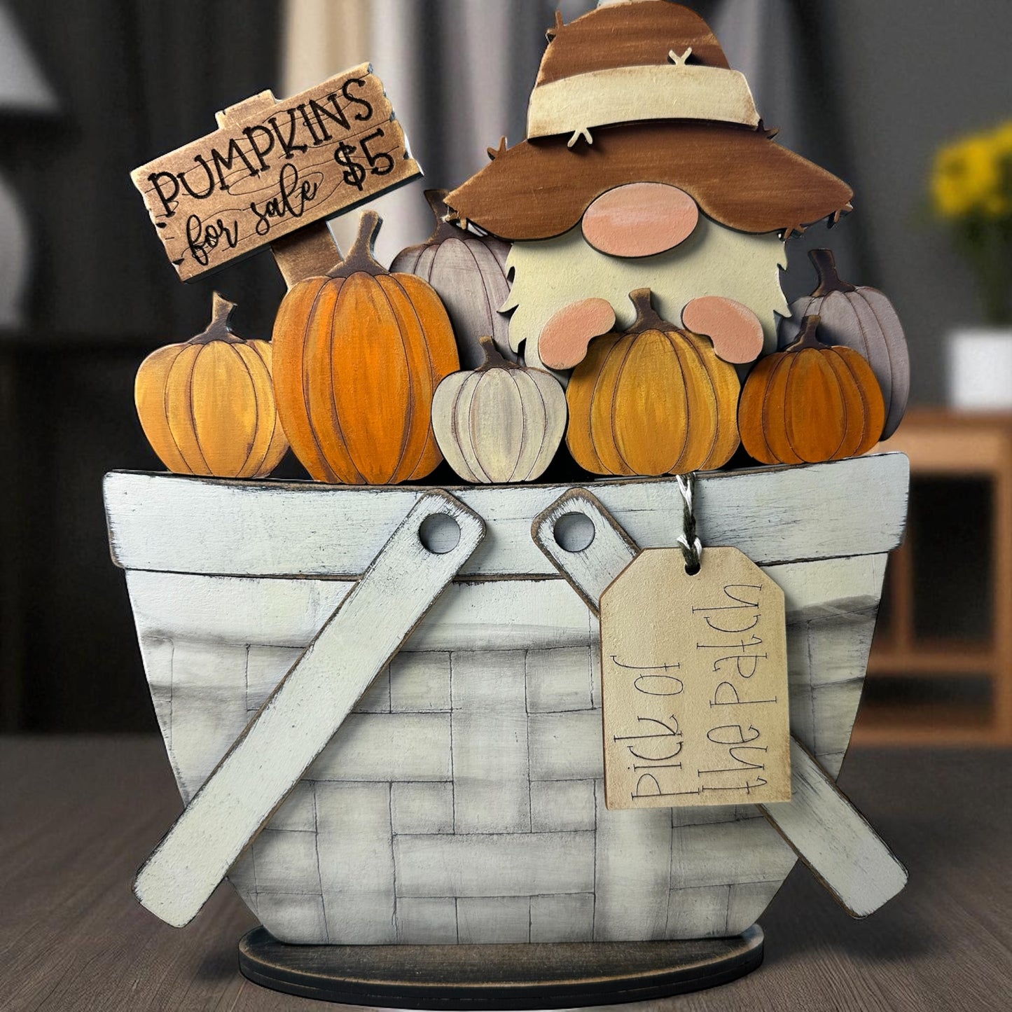 Gnome Pumpkin Patch Insert For Flower Basket
