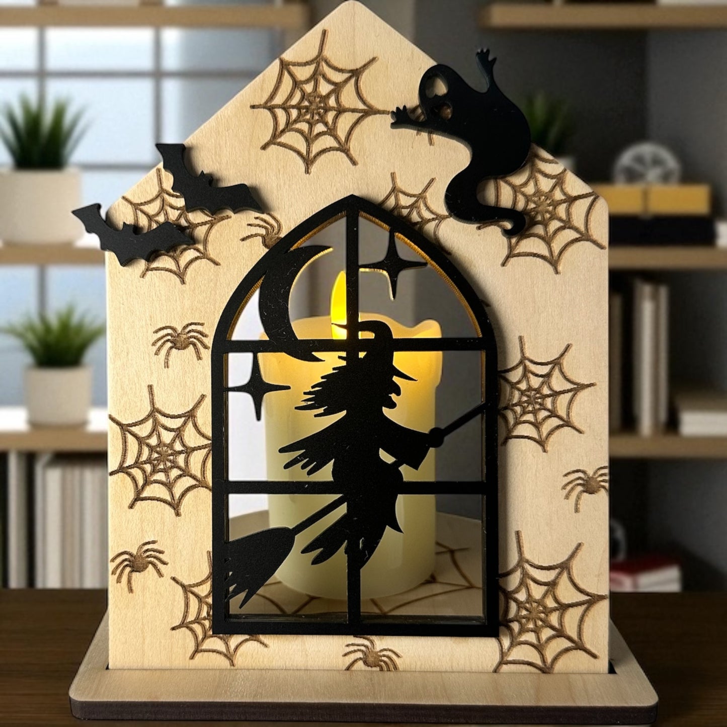 Ghostly Glow Spooky House Candle Holders