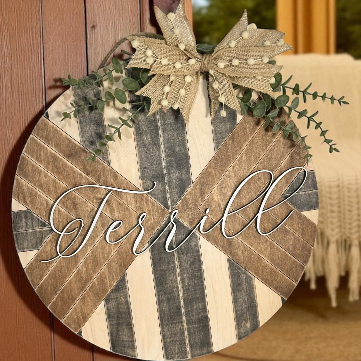 Custom Wood Mosaic Name Sign
