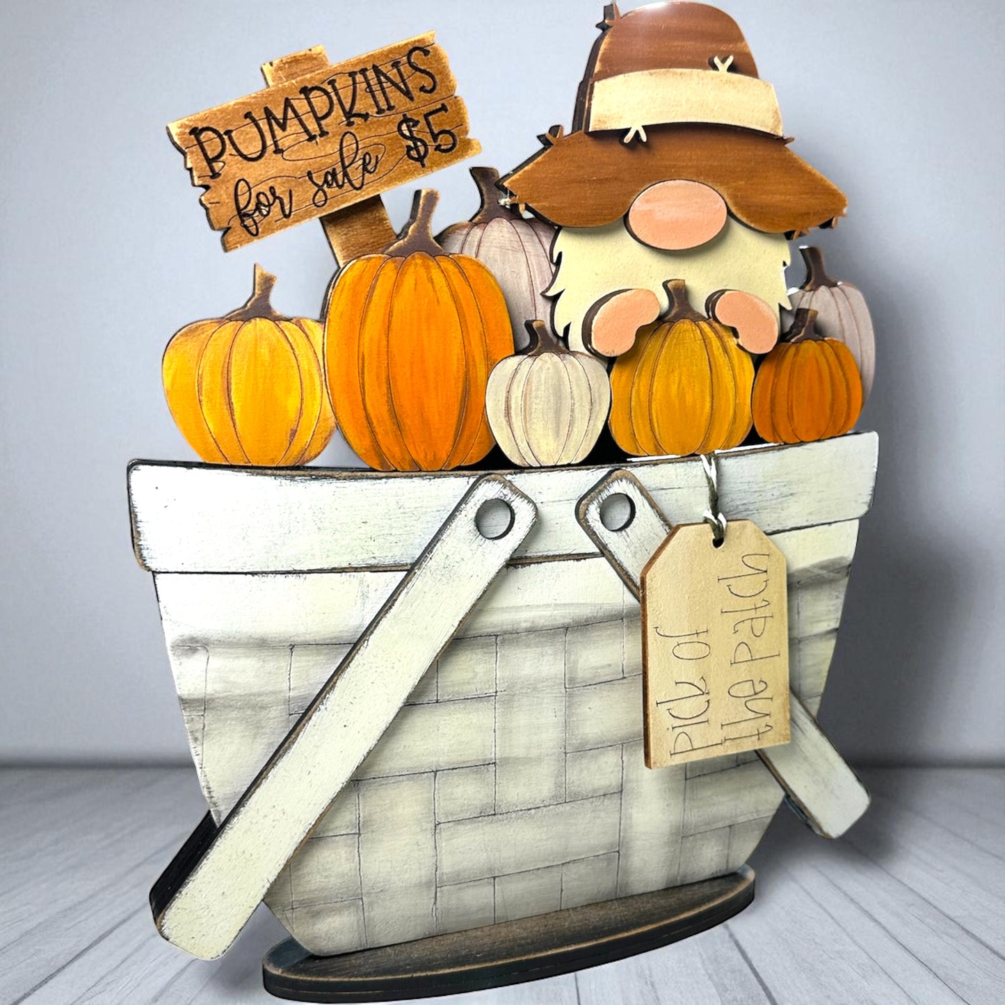 Gnome Pumpkin Patch Insert For Flower Basket