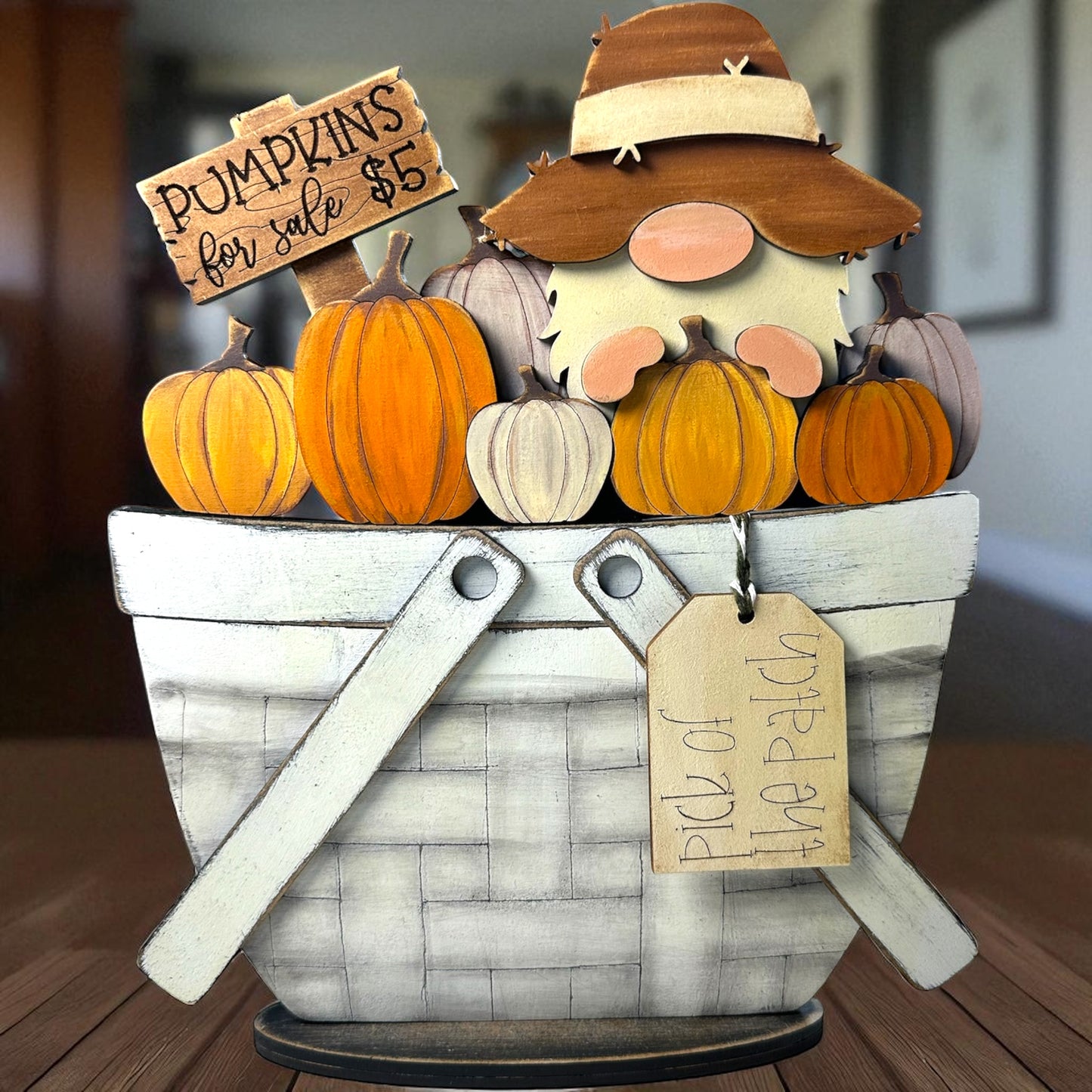 Gnome Pumpkin Patch Insert For Flower Basket