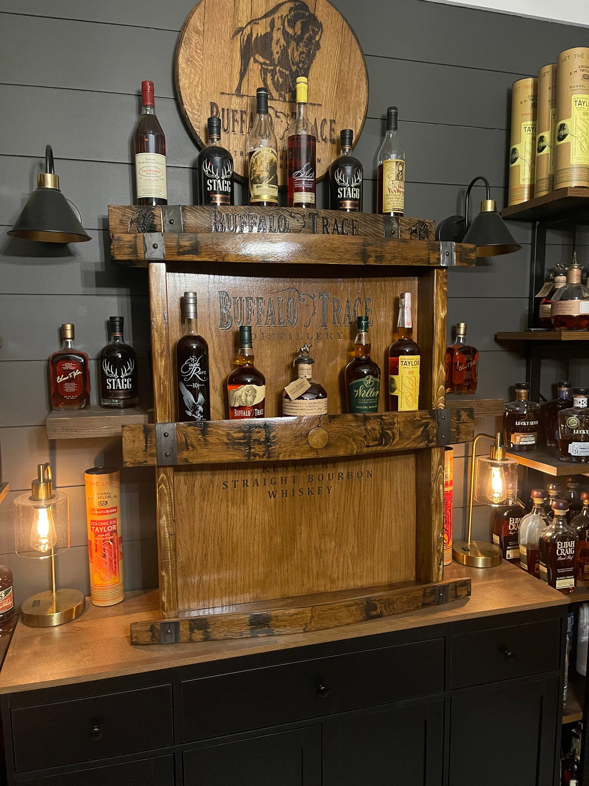 Custom 3 Tier Barrel Stave Shelf