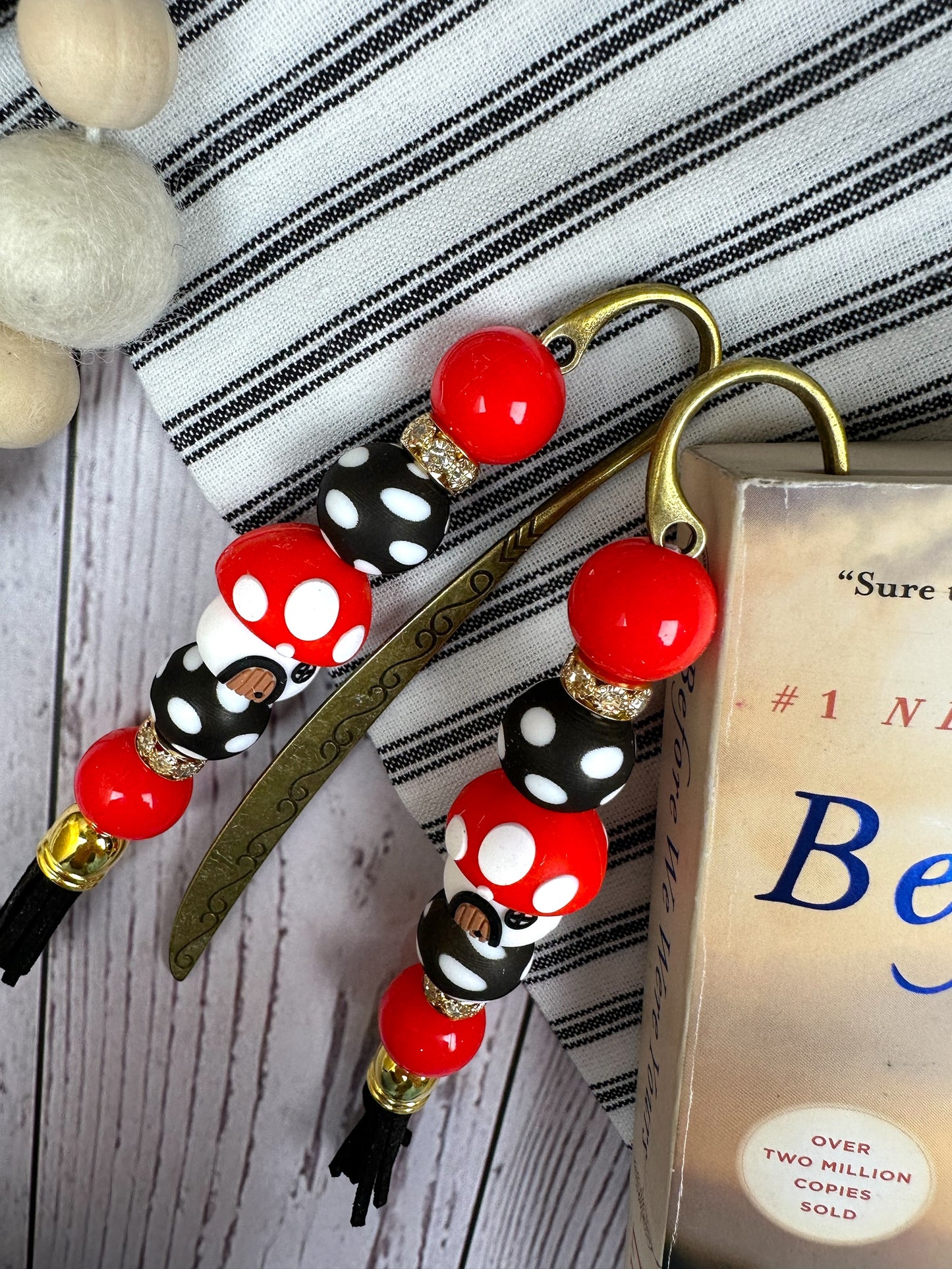 Red Mushroom House Beaded Bookmark
