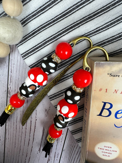 Red Mushroom House Beaded Bookmark
