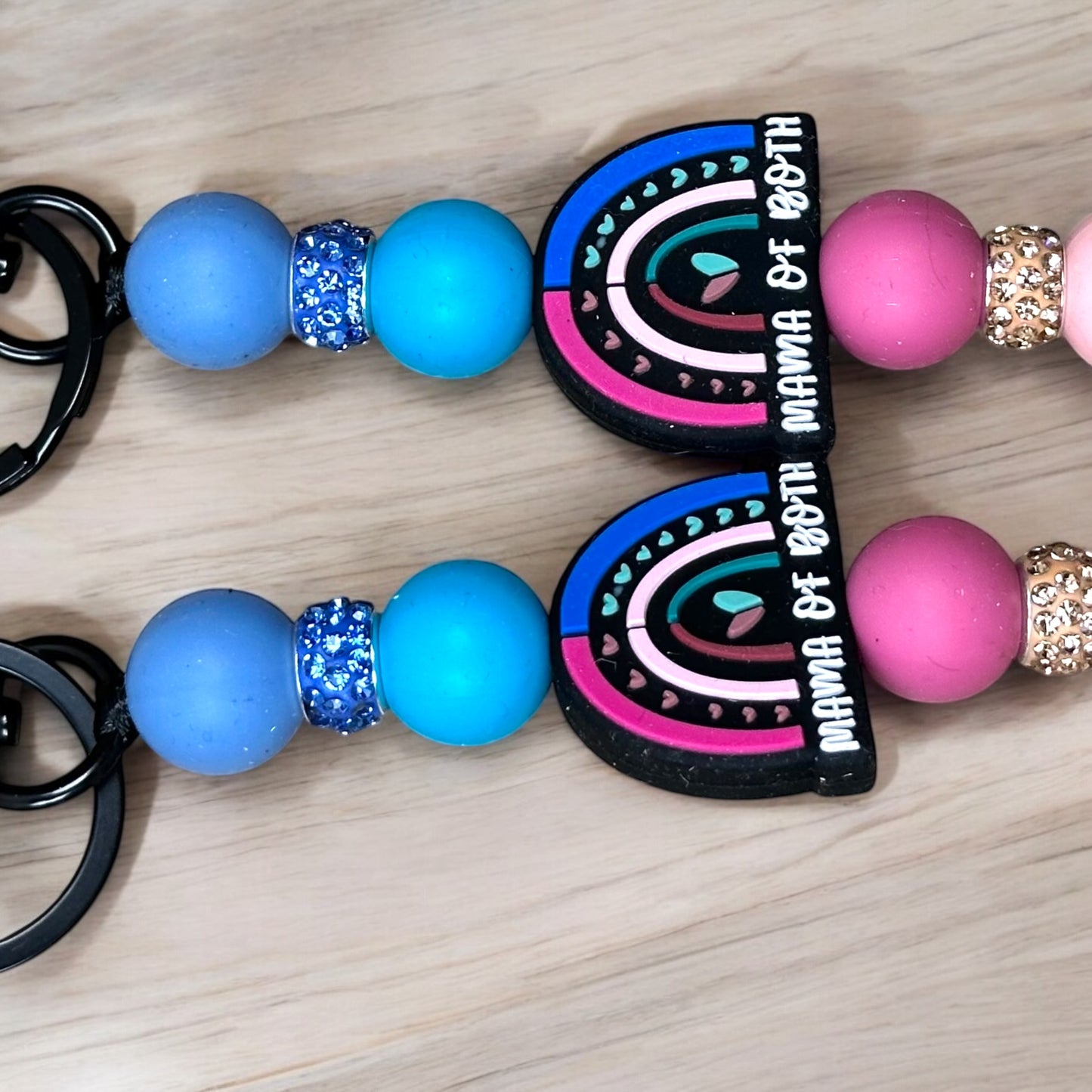 Mama Of Both Beaded Keychain