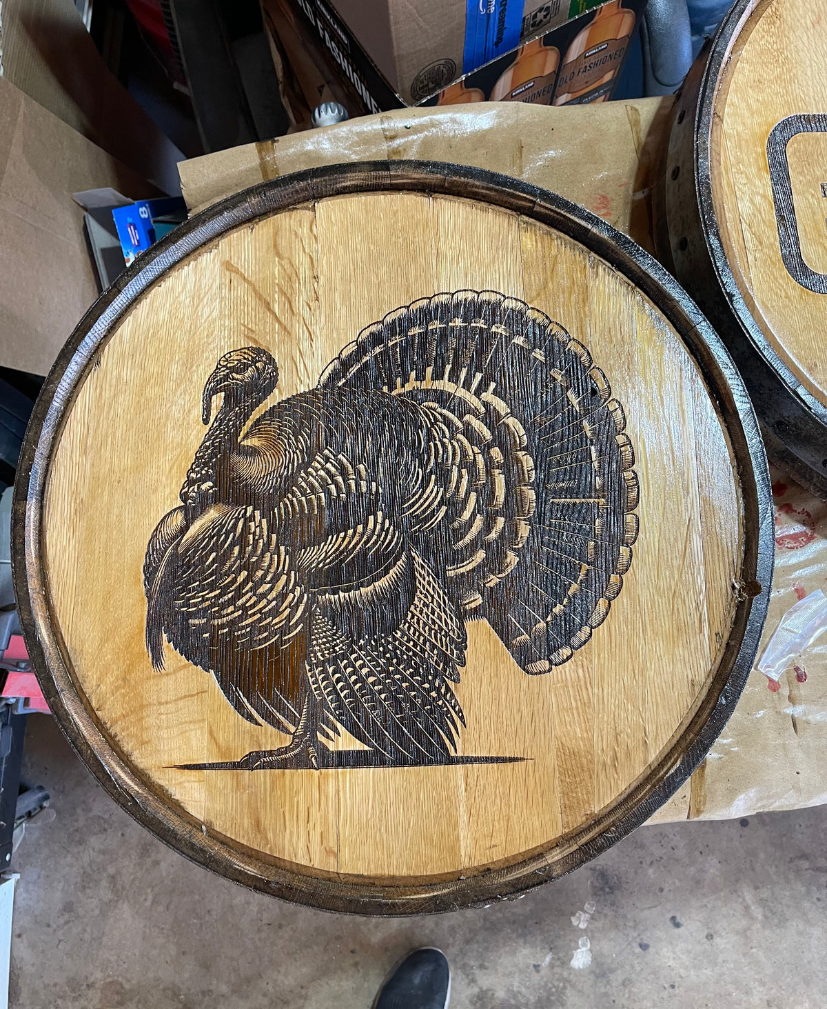 Custom Bourbon Whiskey Barrel Lid With Ring