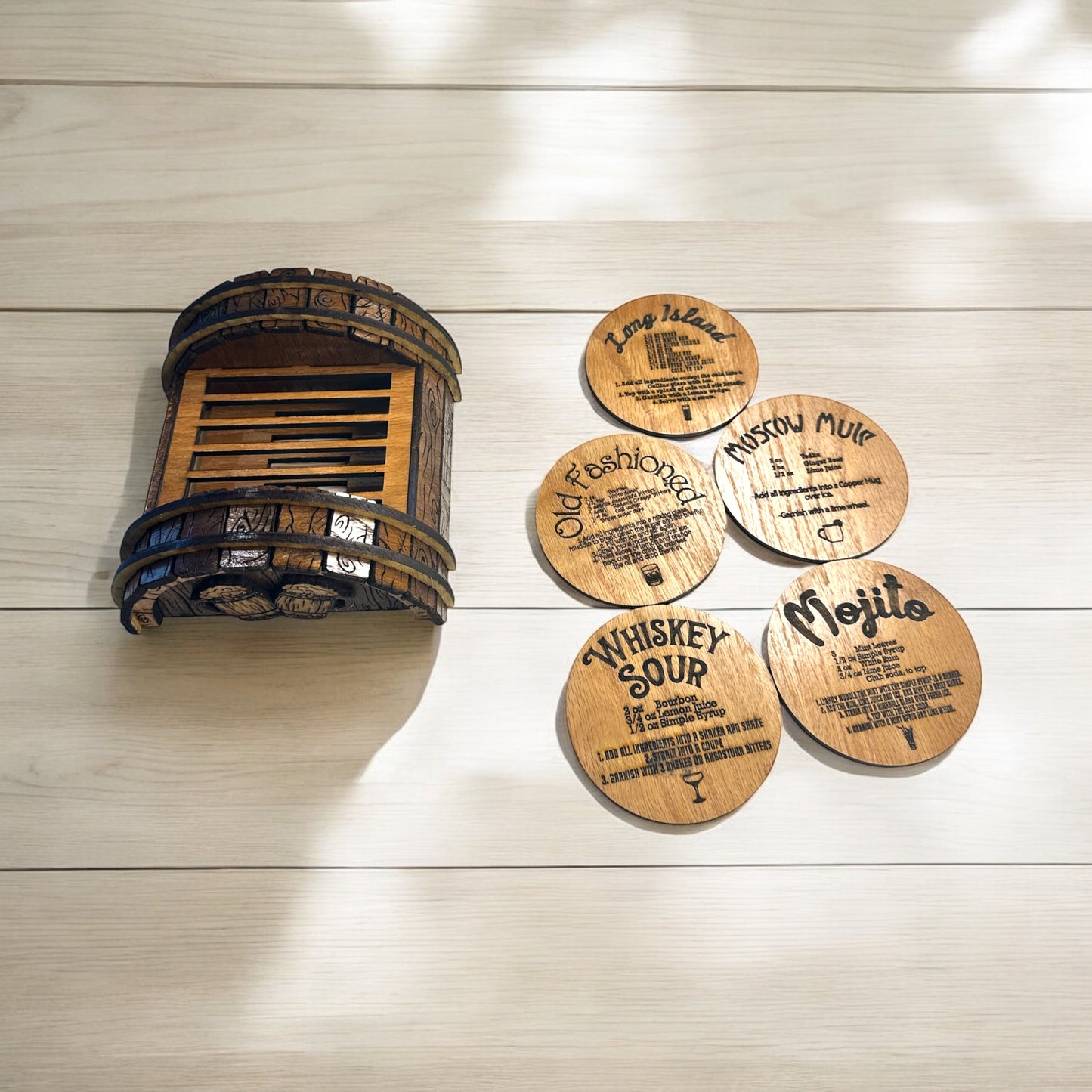 Whiskey Barrel Coaster Set