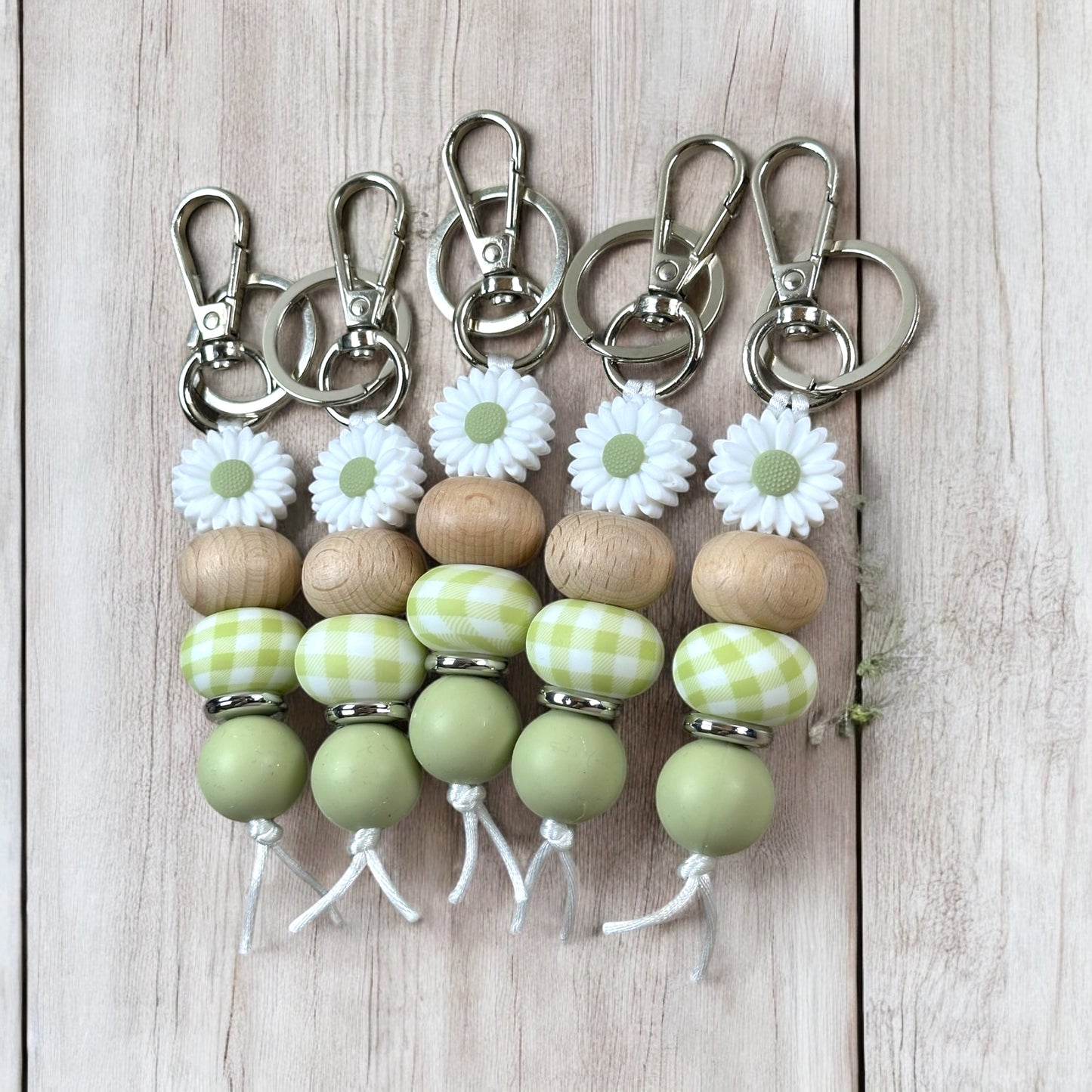 Sage And Daisy Gingham Keychain