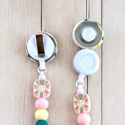 Boho Sunshine Fabric Covered Badge Reel