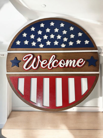 Patriotic Welcome Door Sign