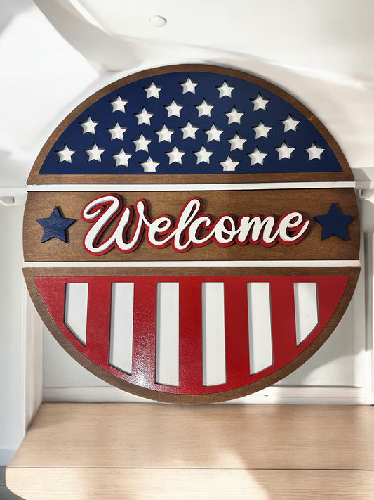 Patriotic Welcome Door Sign