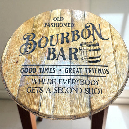 Bourbon Bar Whiskey Barrel Lid Sign