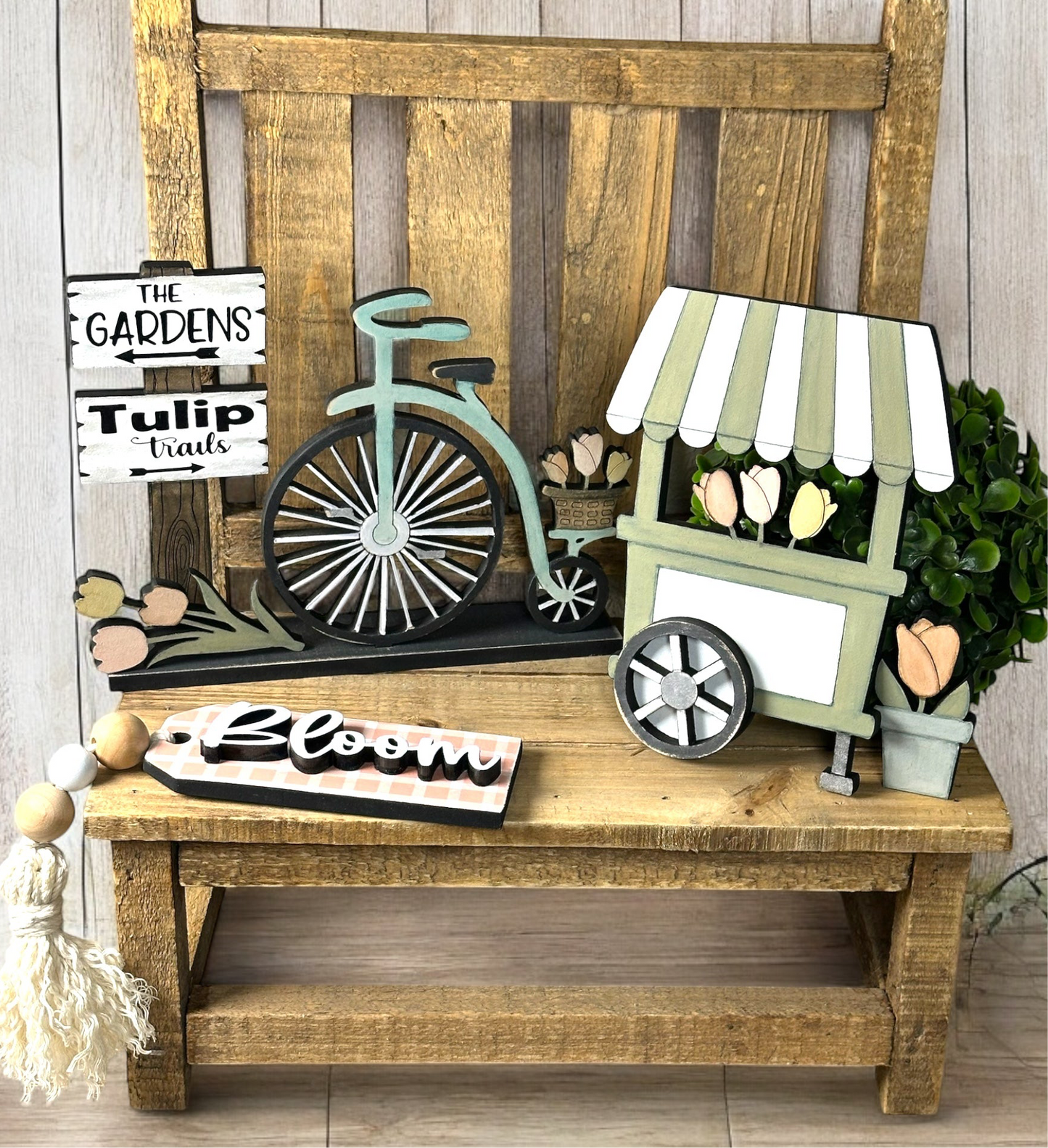 Flower Market Stand Tiered Tray Signs
