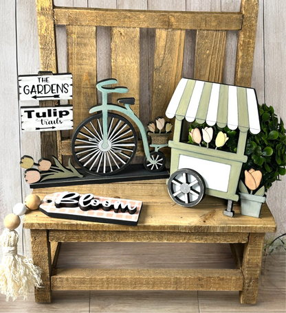 Flower Market Stand Tiered Tray Signs