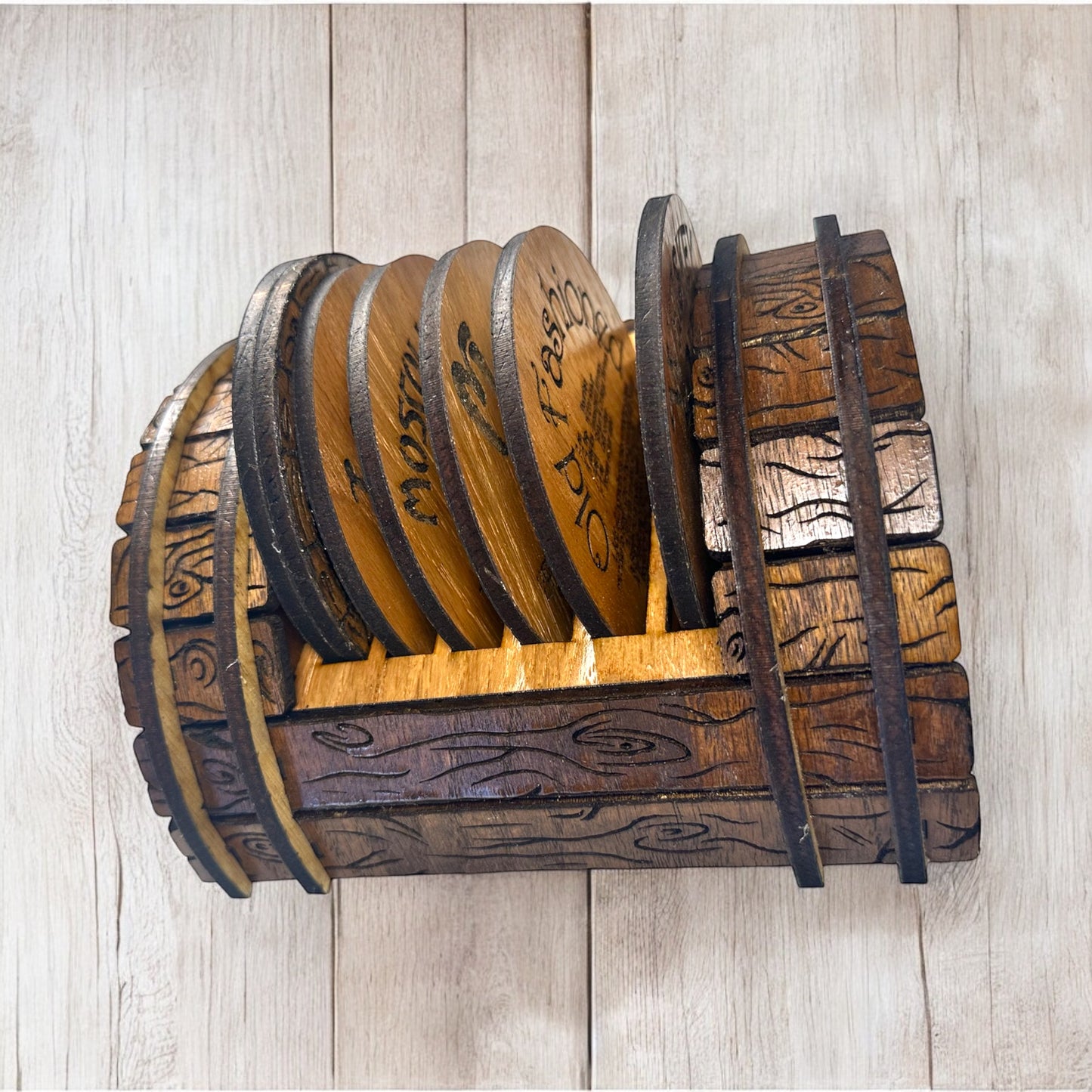 Whiskey Barrel Coaster Set